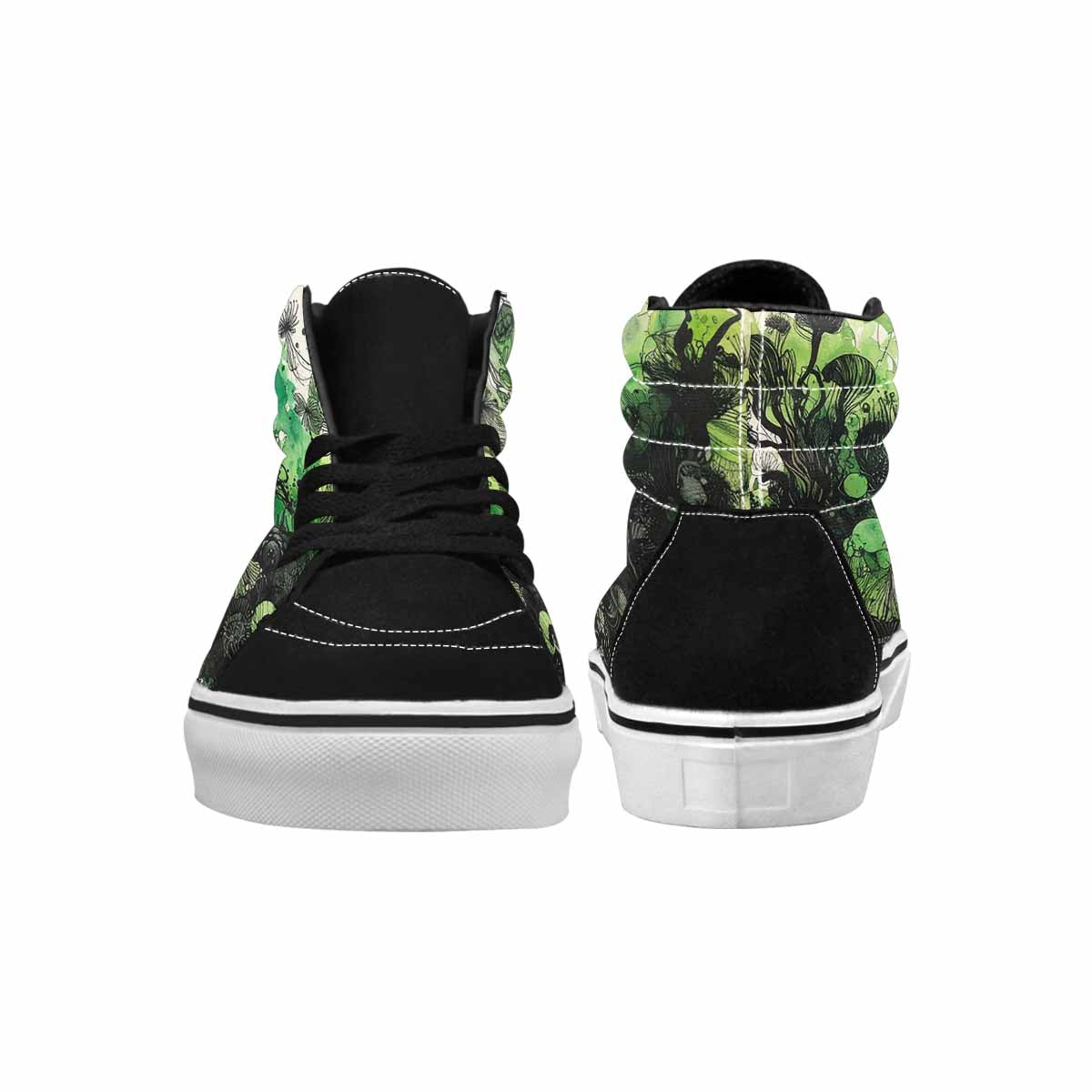 WOMEN'S Sea Creatures Black & Green Ink High Top Canvas Statement Vivid Custom Shoes
