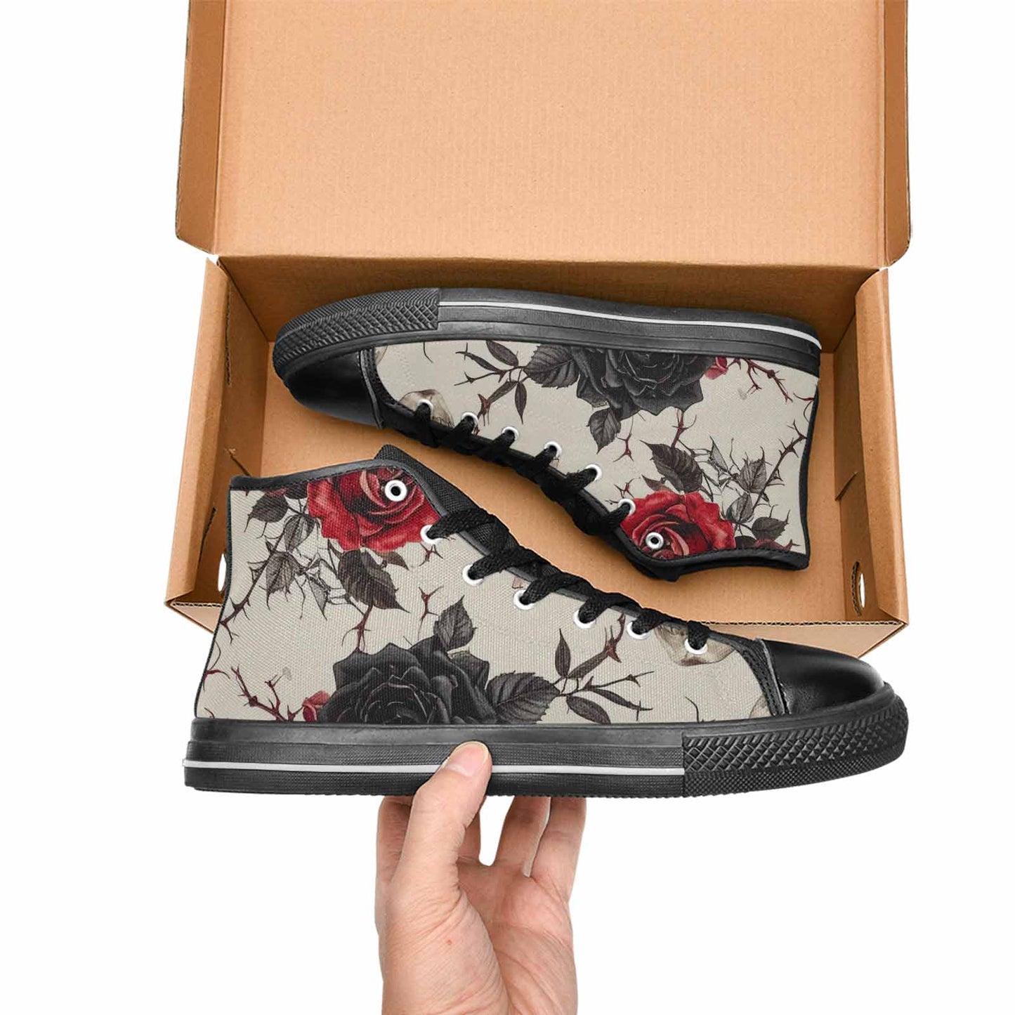 MEN'S Skulls - Roses High Top Canvas Surreal Custom Shoes