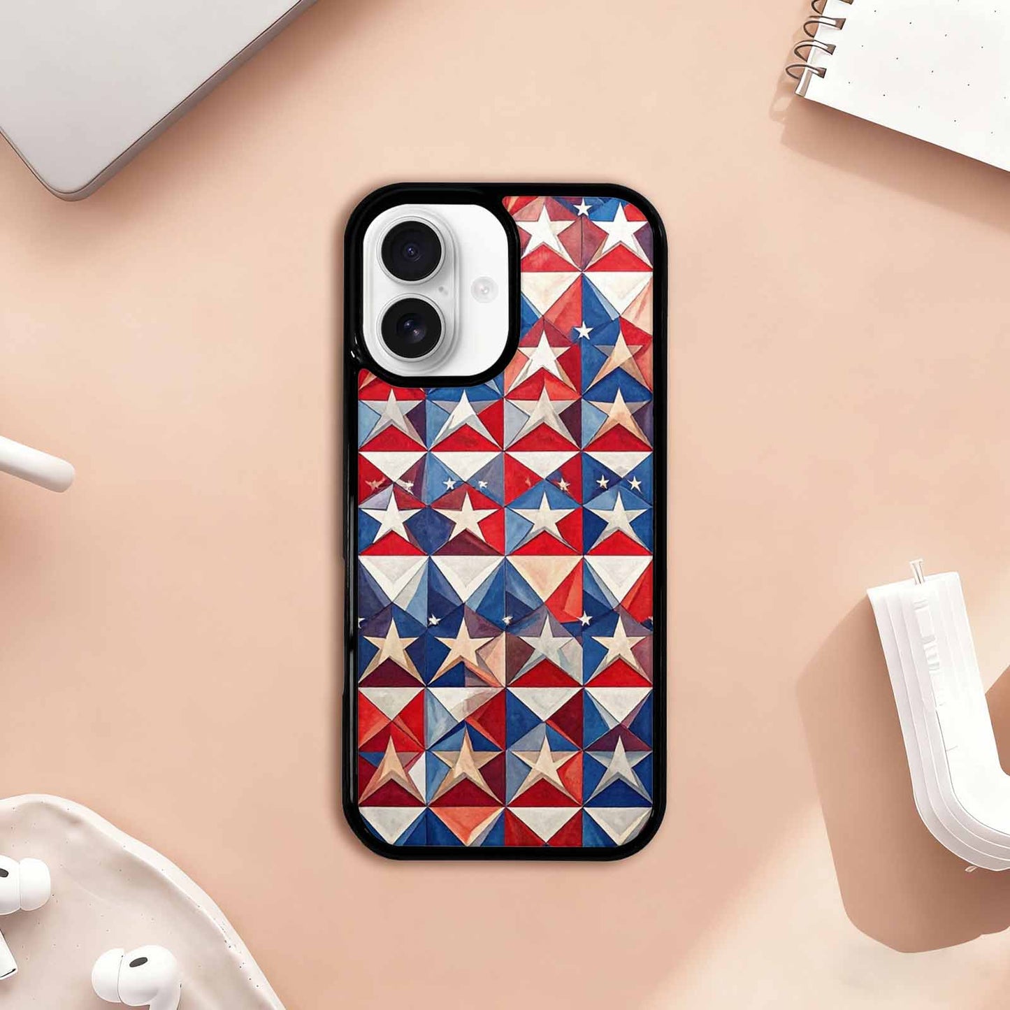 iPhone 17 Case — Small American Flag Stars Galaxy Space, Customized Protective Case