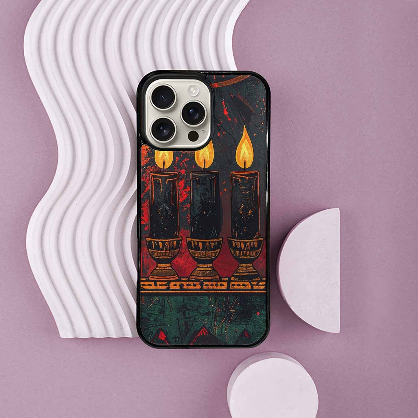 iPhone 16 Pro Max Case — Kwanzaa Kinara Pattern Seamless Repeat African, Personalized Phone Case