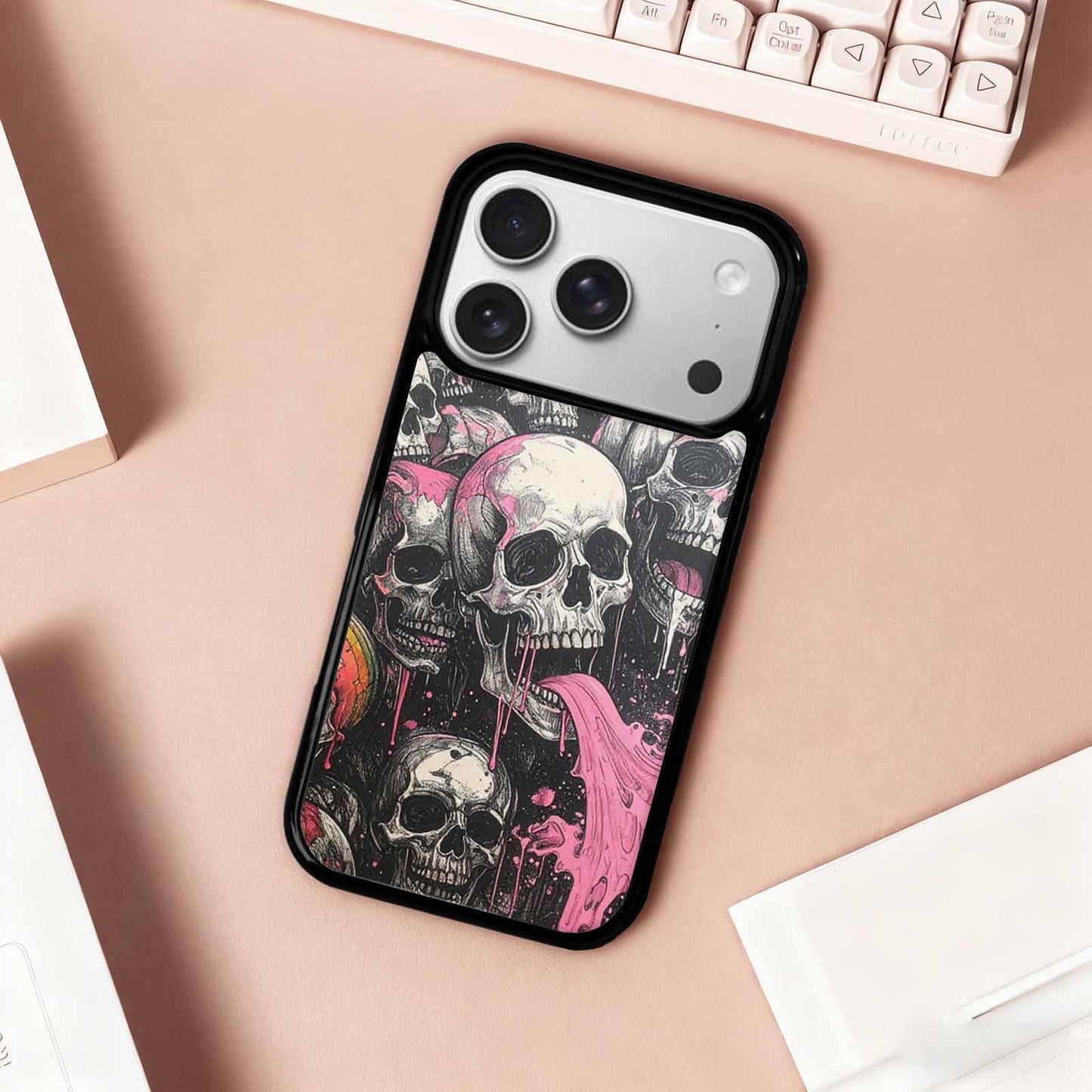 iPhone 17 Pro Case — Rainbow From Skulls Mouth Black Gothic, Custom Printed Phone Case