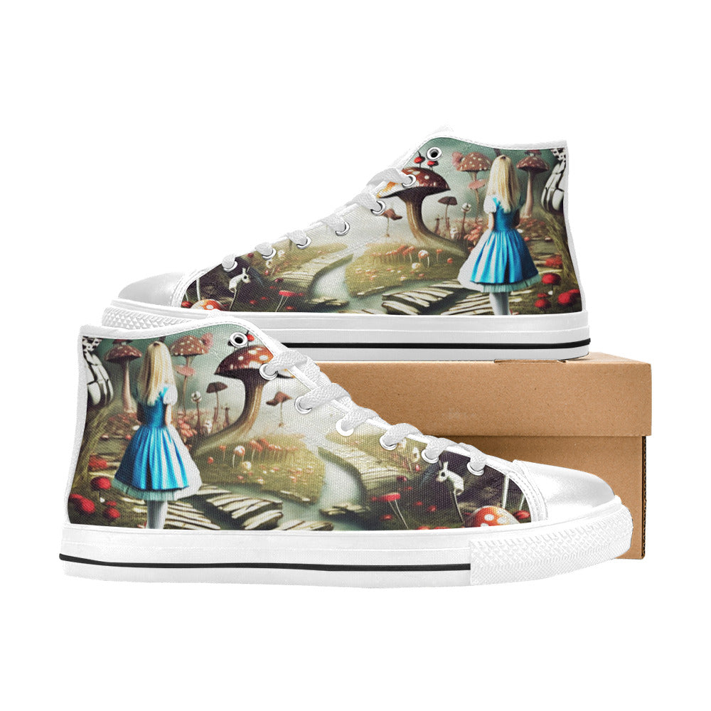 WOMEN'S Trippy Acid Art Creepy High Top Canvas Y2K Shoes