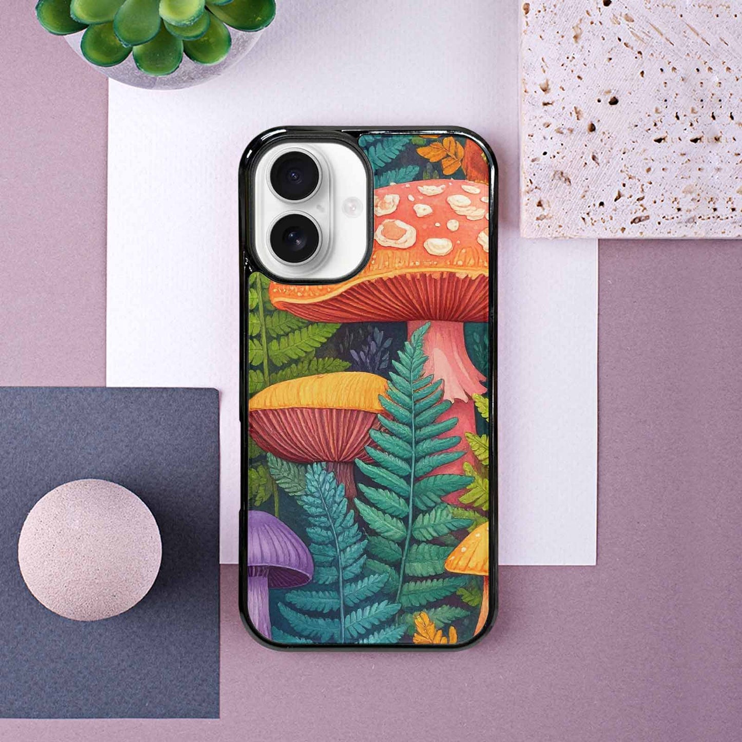 iPhone 16 Case — Mushrooms Botanicalmushrooms P, Custom Printed Phone Case
