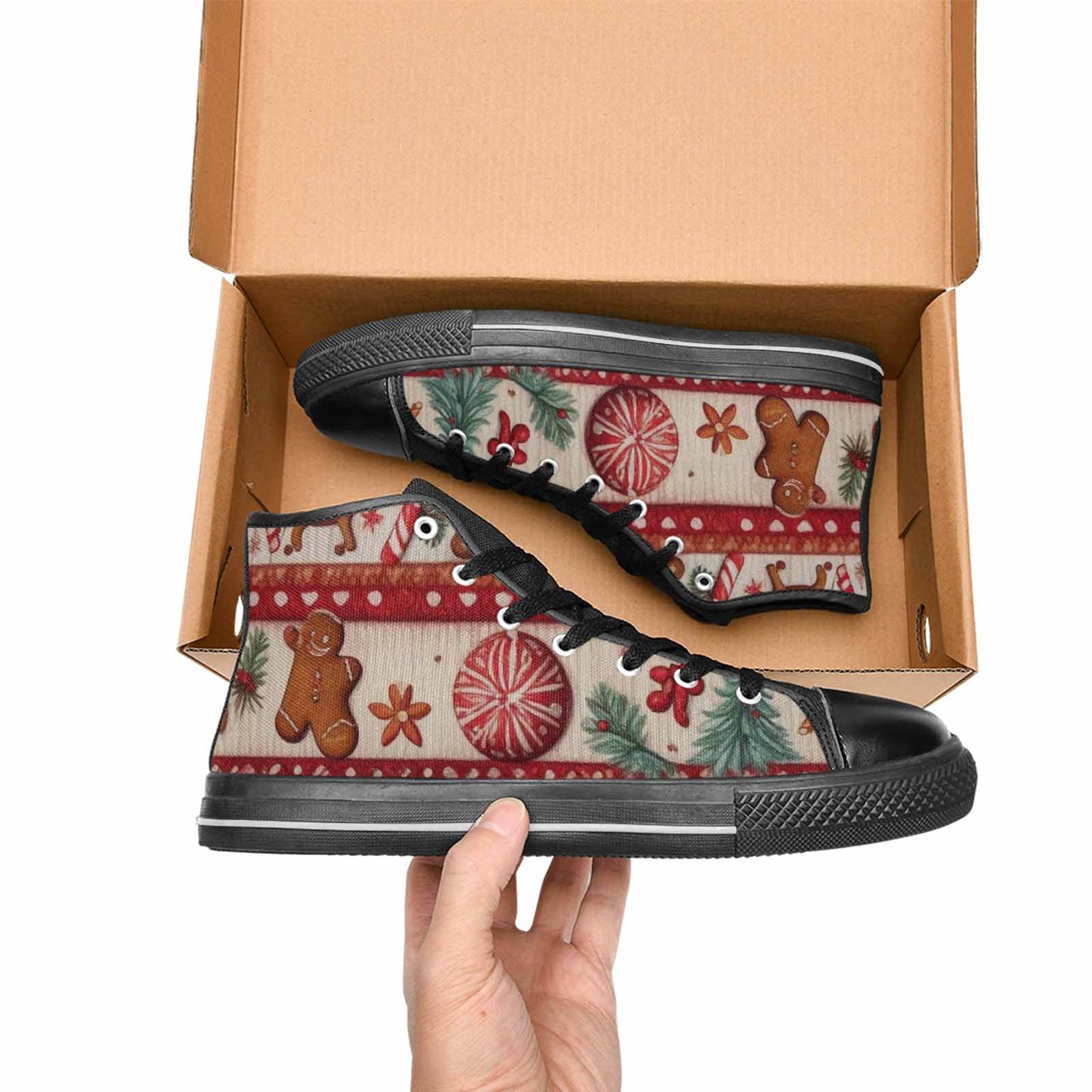 MEN'S Christmas Holly Snowflake High Top Canvas Dark Academia Shoes