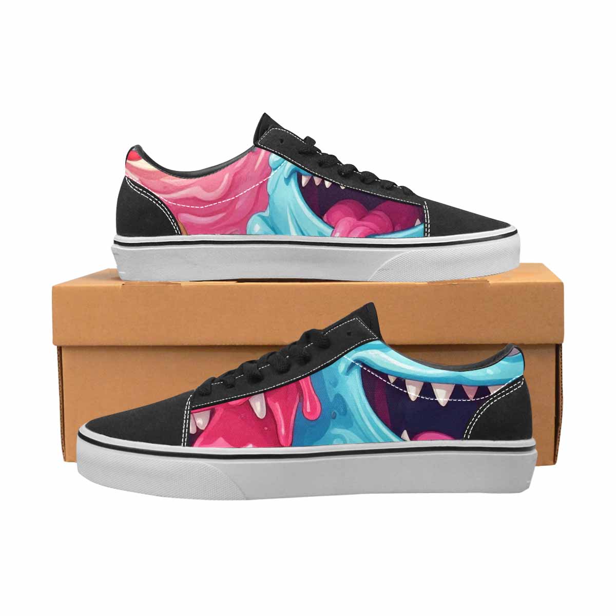 WOMEN'S Melting Icecream Monster Cherry Canvas Lace-Up Aesthetic Custom Sneakers