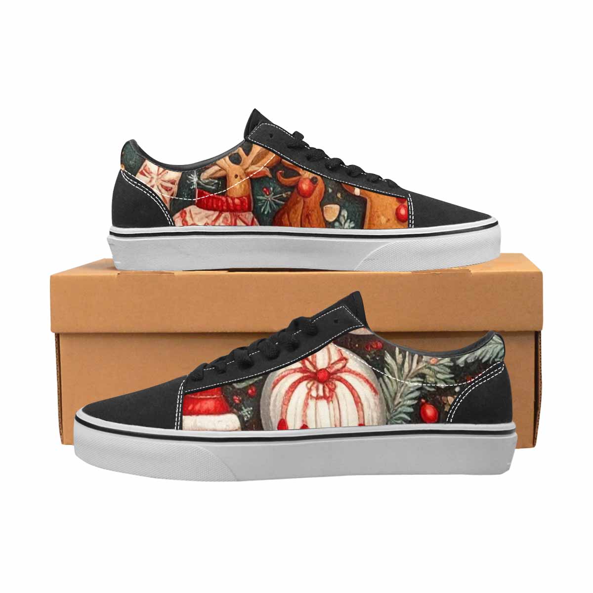 WOMEN'S Christmas Holly Snowflake Canvas Lace-Up Dark Academia Custom Shoes