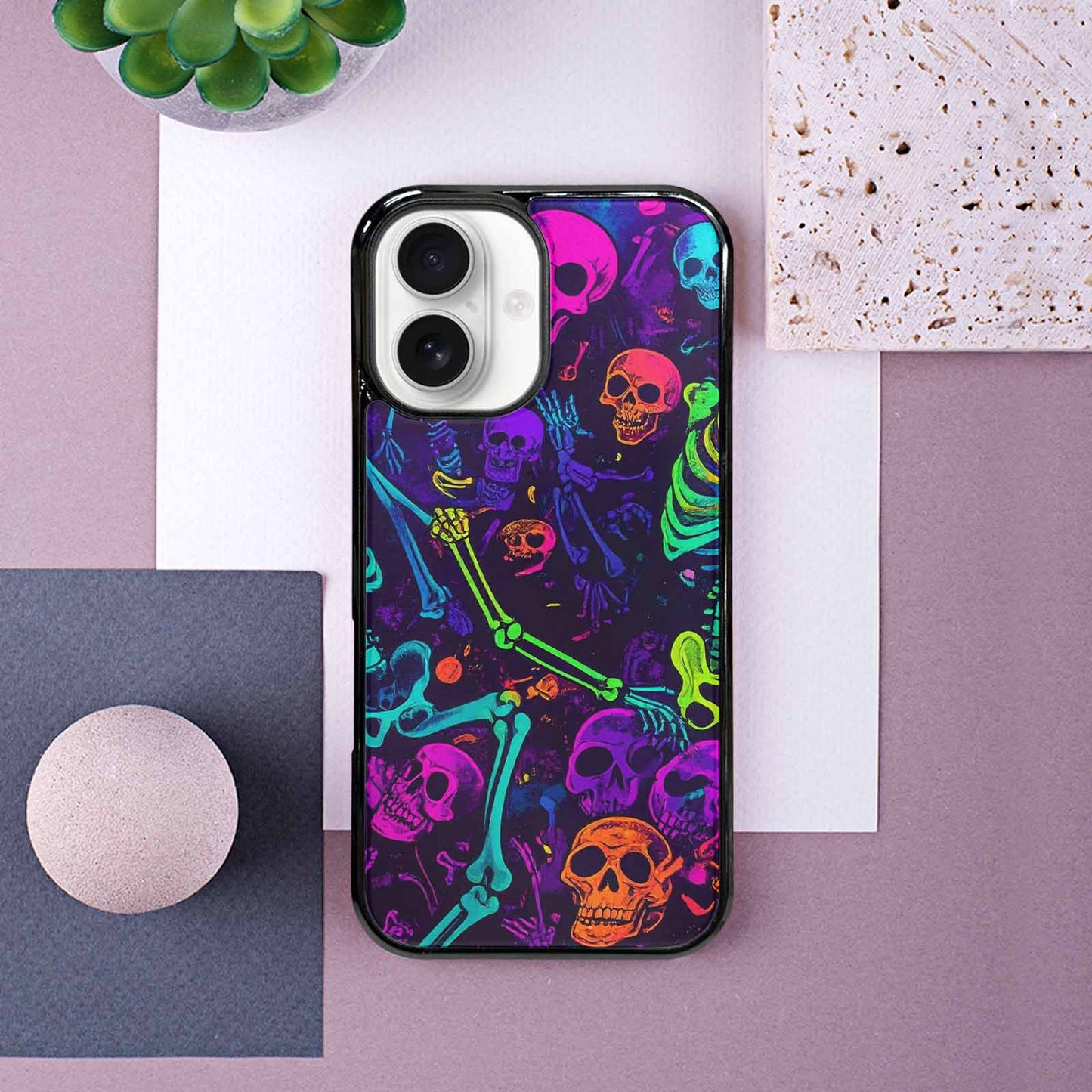 iPhone 16 Case — Glowing Skeleton Pattern Hundreds Of Small, Personalized Phone Case