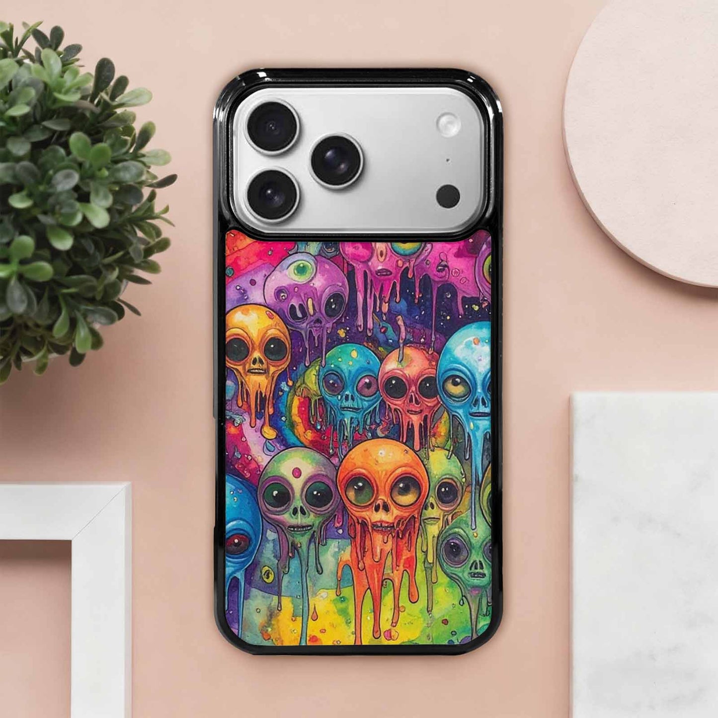 iPhone 17 Pro Max Case — Melting Aliens Pattern Alien Scifi, Original Design Phone Case