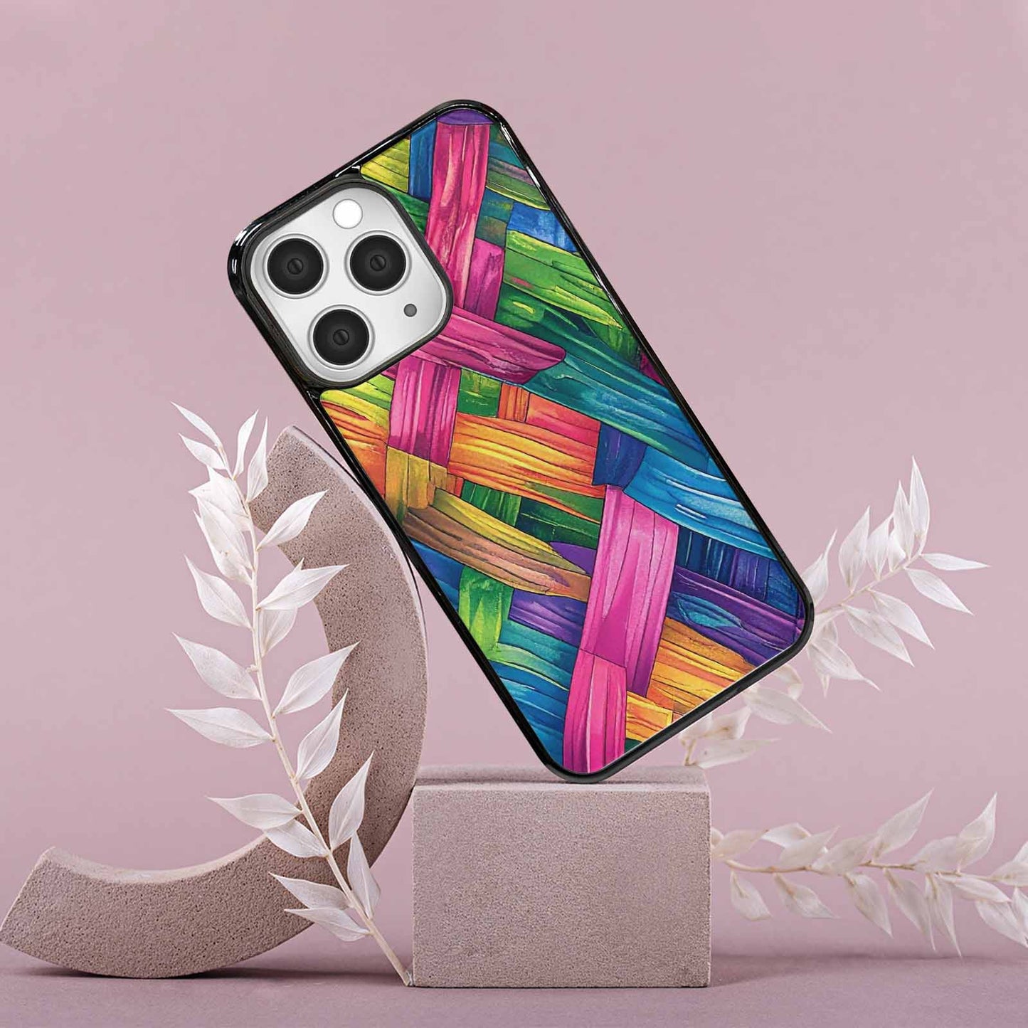 iPhone 15 Pro Max Case — Polysexual Flag Color Theme Small Rainbow, Custom Print Case Cover