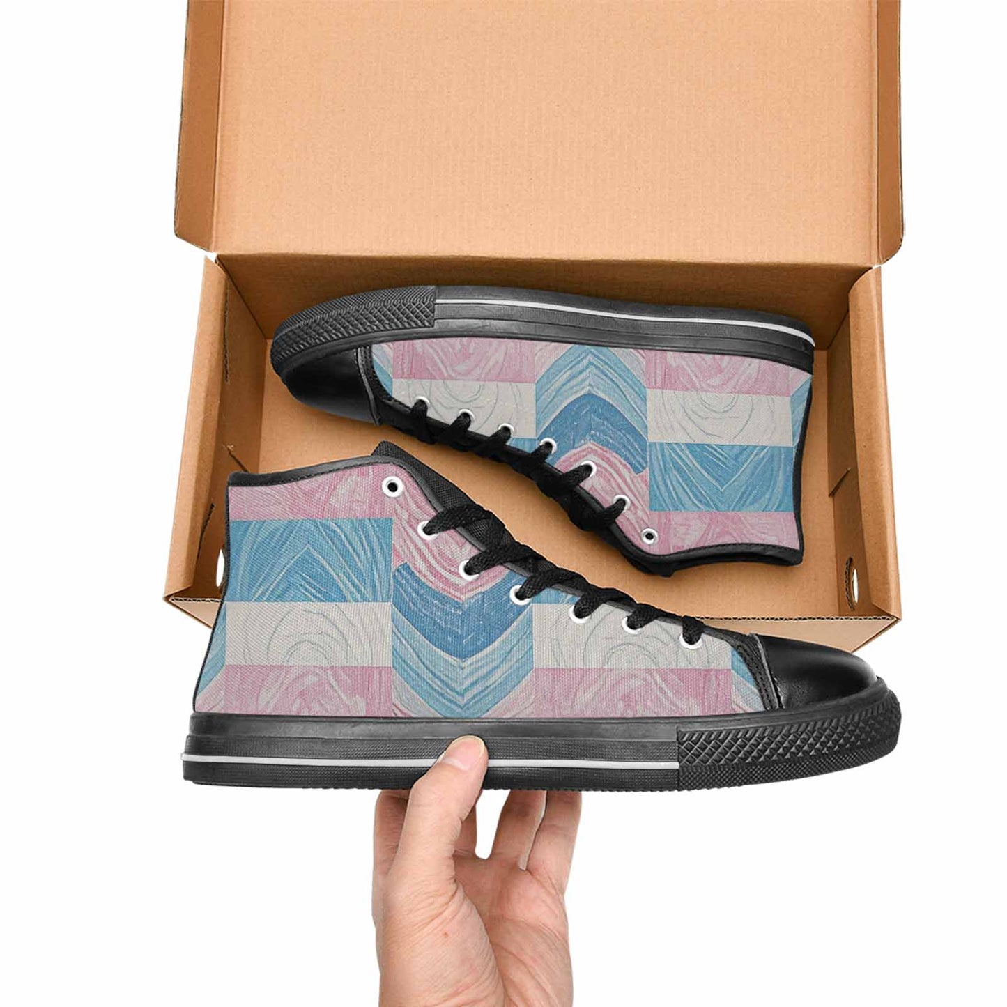 MEN'S Transgender Flag Color High Top Canvas Y2K Custom Sneakers
