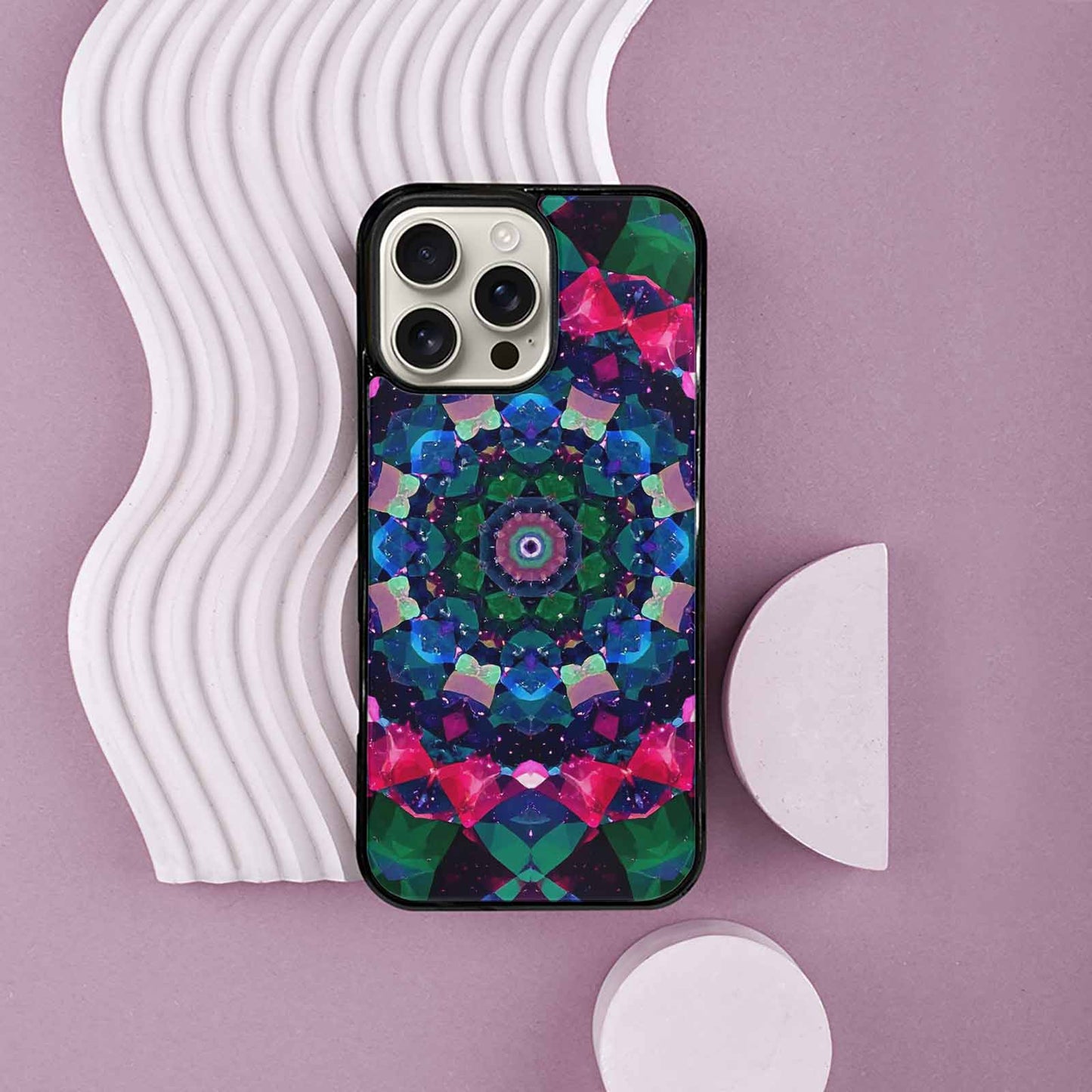 iPhone 16 Pro Max Case — Crystal Mandala Art Seamless Pattern Vibrant, Custom Phone Case