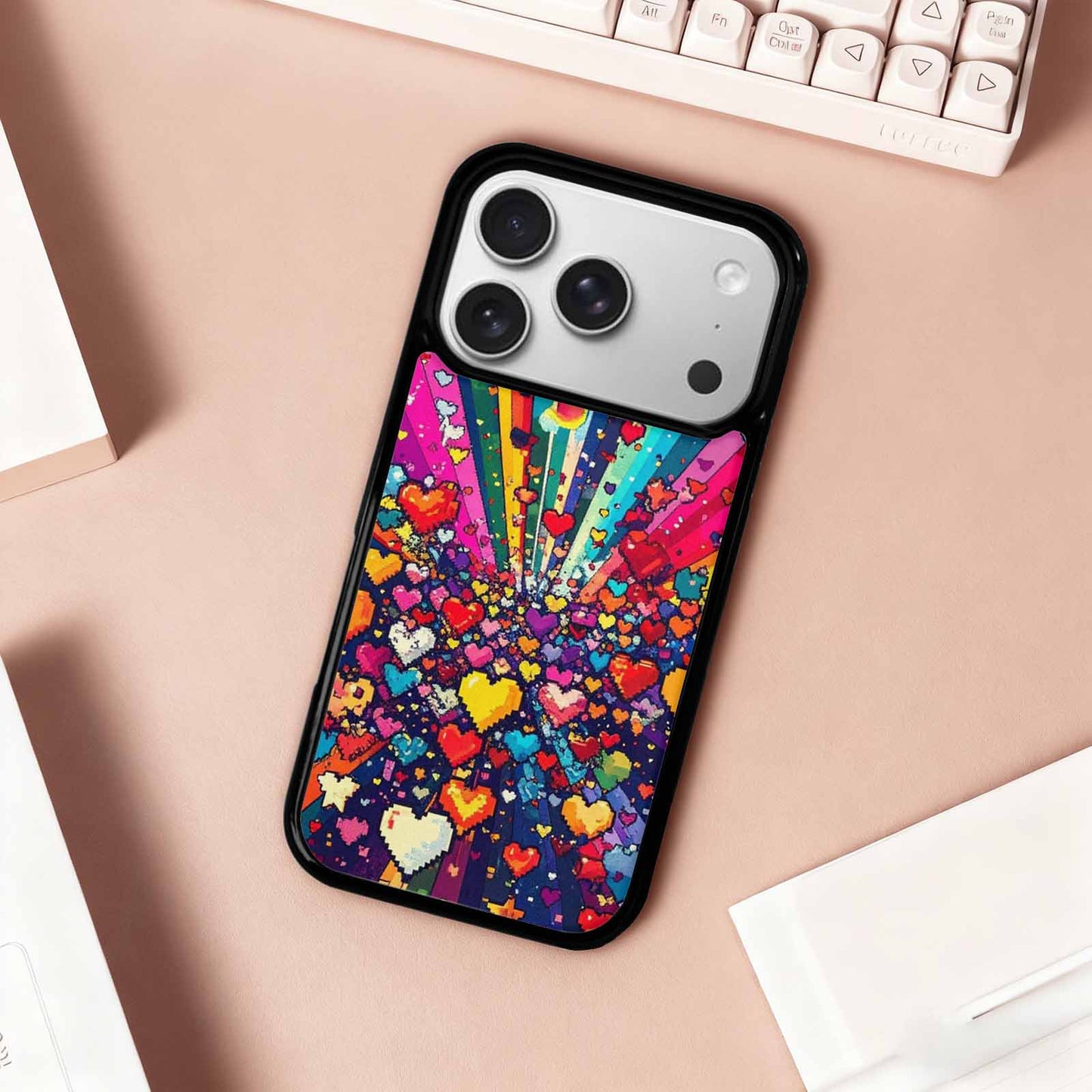 iPhone 17 Pro Case — Pixel Art Bit Burst Pattern Original, Customized Protective Case