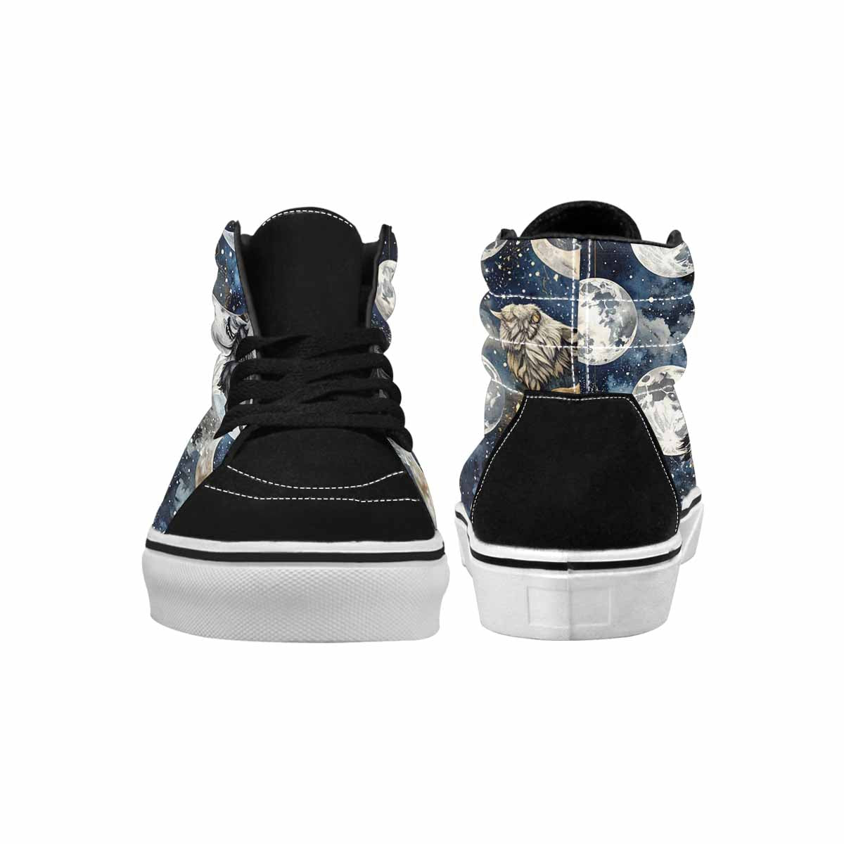 WOMEN'S Wolf Silhouette Moon High Top Canvas Wallpaper Art Custom Shoes