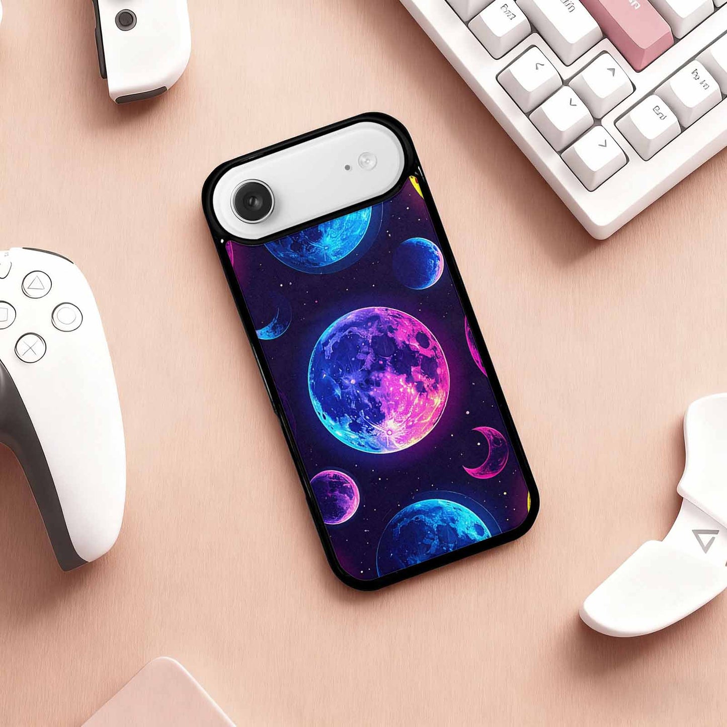 iPhone 17 Air Case — Neon Winter Moon Seamless Cartoon Cute, Custom Printed Phone Case
