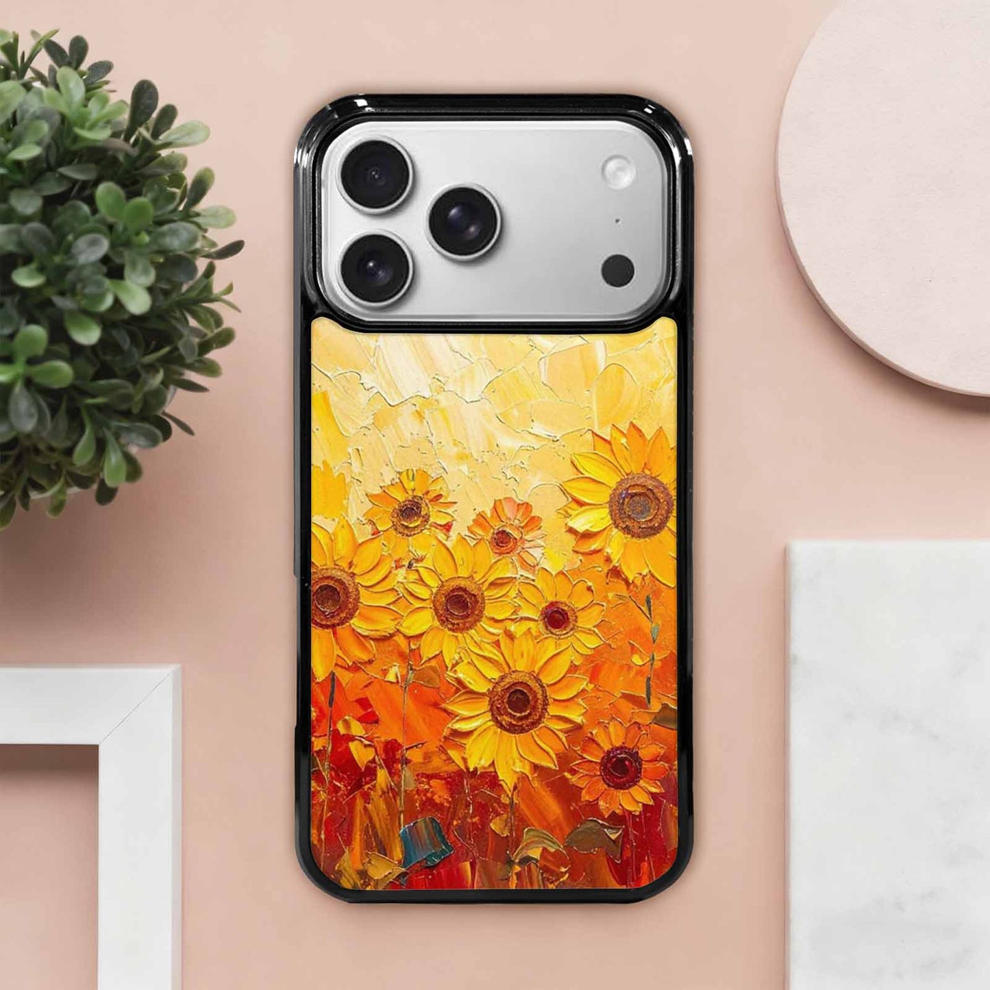 iPhone 17 Pro Max Case — Impressionist Sunflower Brushstroke Pattern Floral, Original Design Phone Case