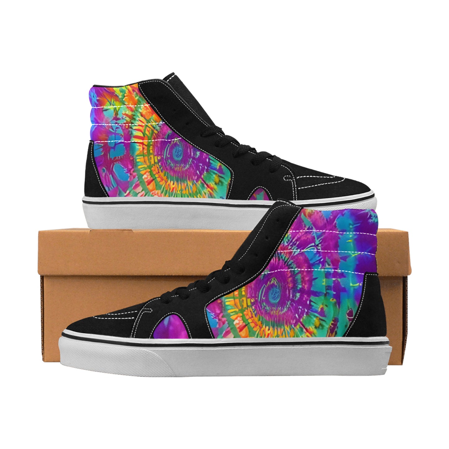 WOMEN'S Tie Dye Art High Top Skateboarding Vivid Custom Shoes