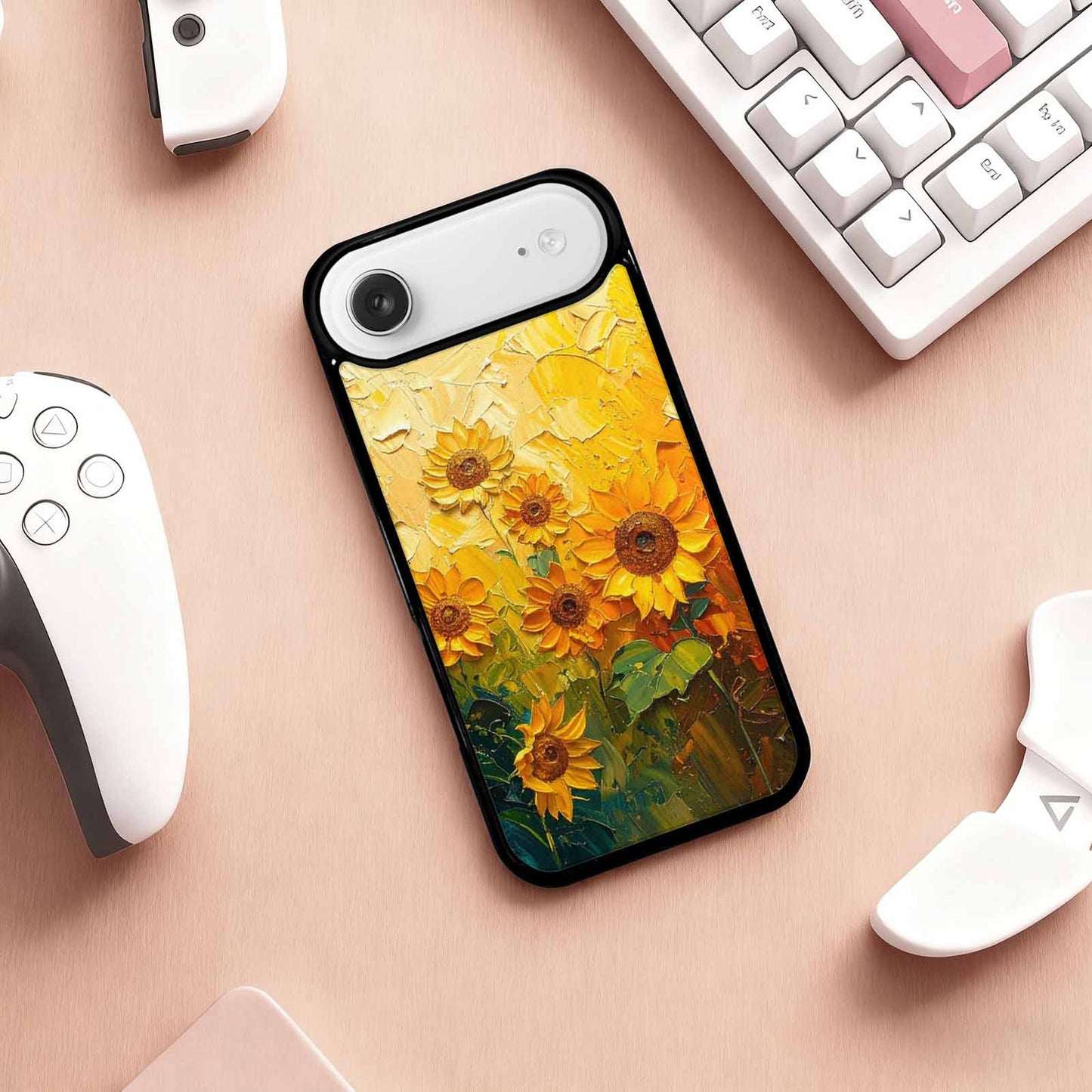 iPhone 17 Air Case — Impressionist Sunflower Brushstroke Pattern Hundreds Floral, Custom Printed Phone Case