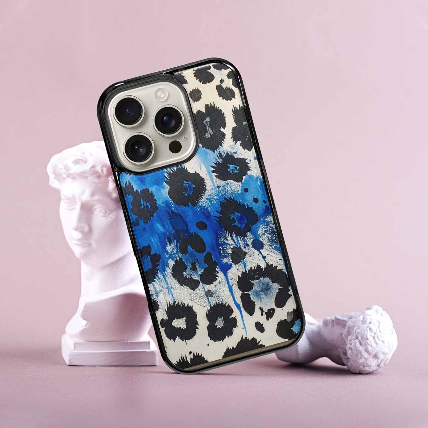 iPhone 16 Pro Case — Animal Print Black Blue Ink Animal, Personalized Phone Case