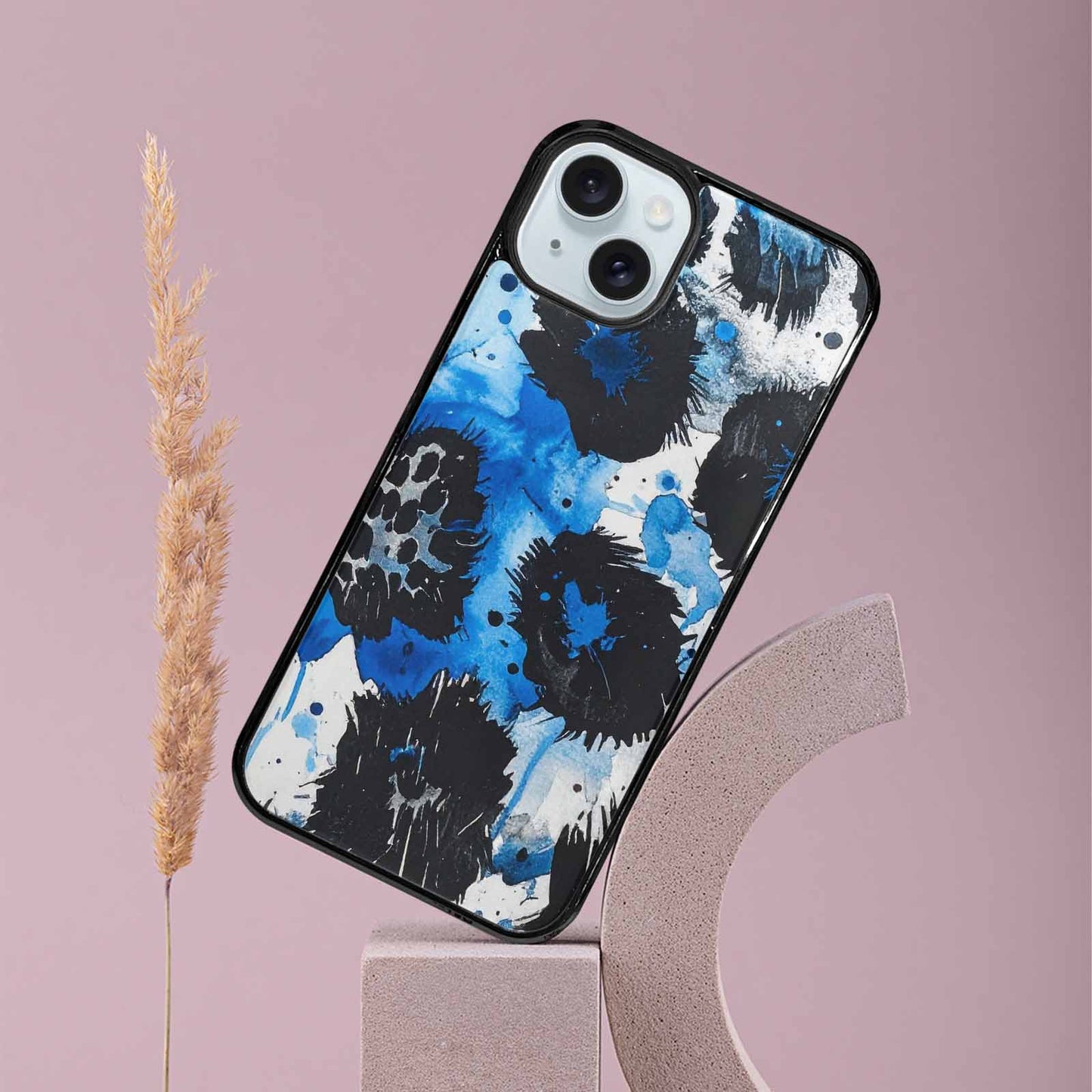 iPhone 15 Plus Case — Animal Print Black Blue Ink Animal, Personalized Phone Case