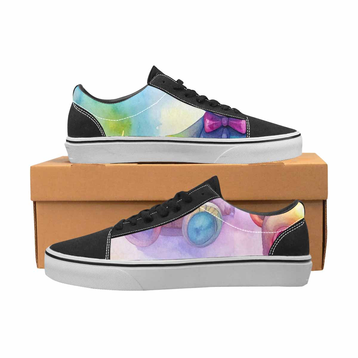 WOMEN'S Rainbow Teddy Skeletons Eye Lace-Up Canvas Cottagecore Sneakers