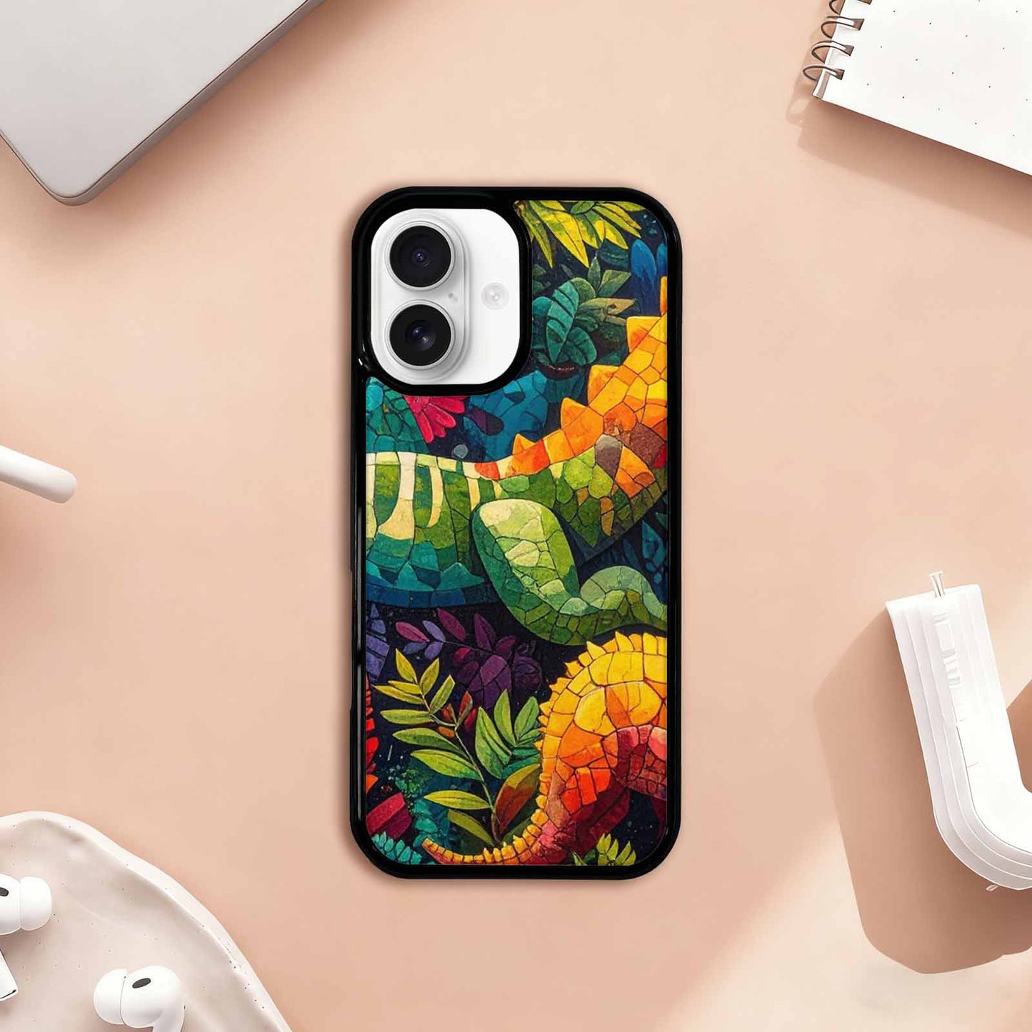 iPhone 17 Case — Small Dinosaur Silhouette Pattern, Original Art, Original Design Phone Case
