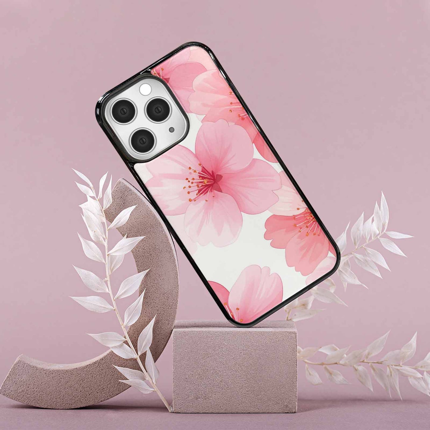 iPhone 15 Pro Max Case — Japanese Cherry Blossom Pattern Sakura Flowers, Personalized Phone Case