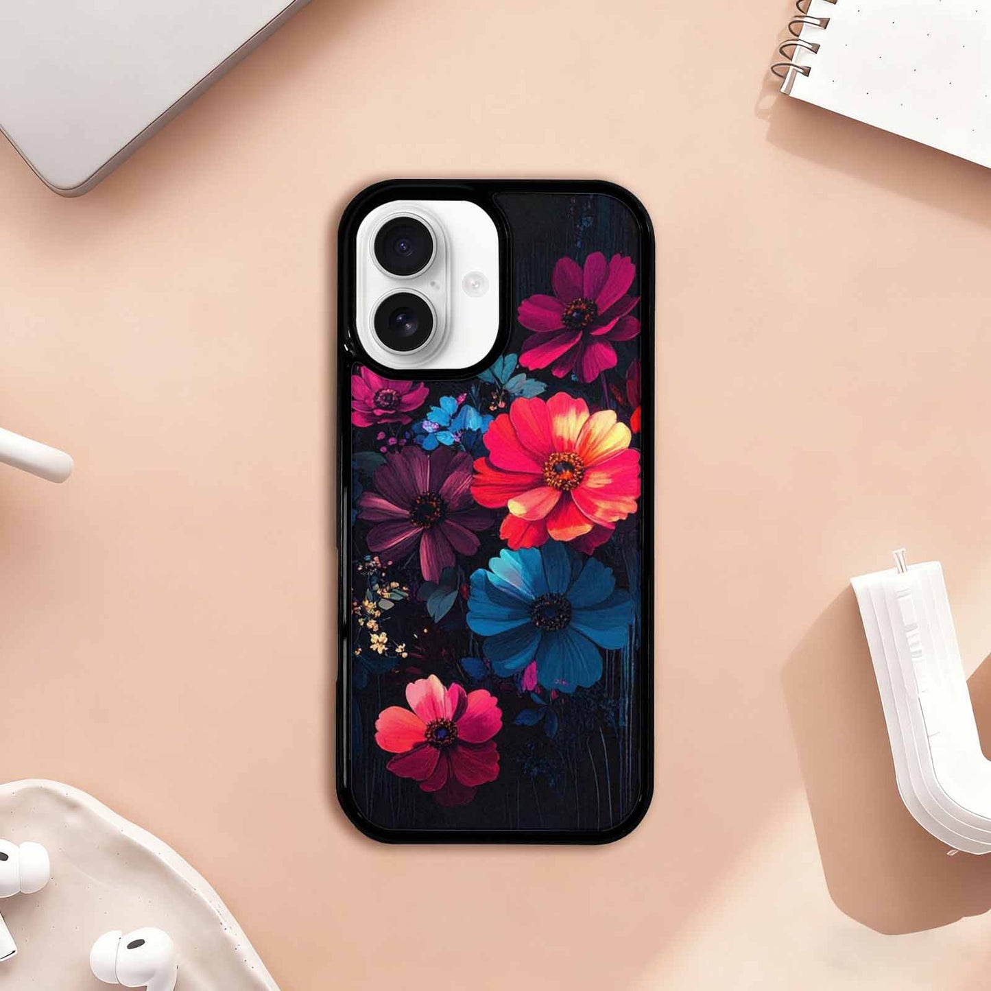 iPhone 17 Case — Shadowy Glitch Floral Pattern Floral, Custom Phone Case