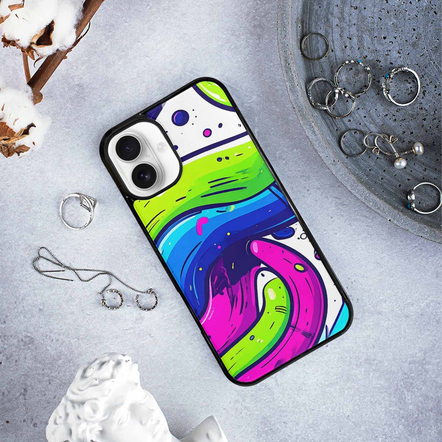 iPhone 16 Plus Case — Acid Wash Cartoon, Custom Designed Case Cover
