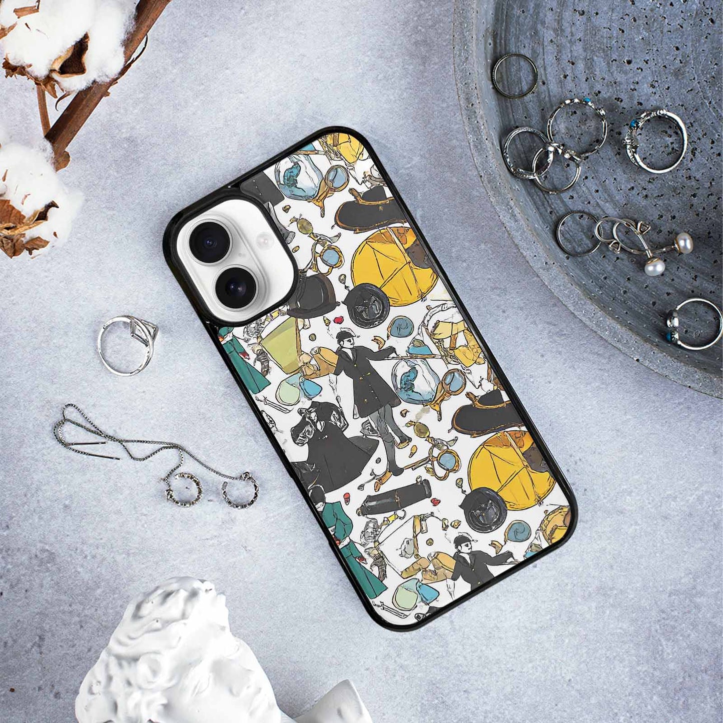iPhone 16 Plus Case — Noir Spy Silhouette Pen Ink Noir, Customized Protective Case