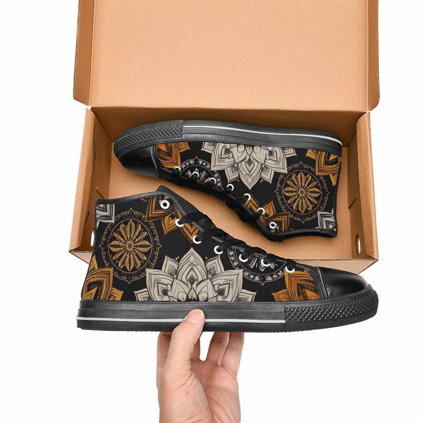 MEN'S Mandala High Top Canvas Vibrant Chaos Sneakers