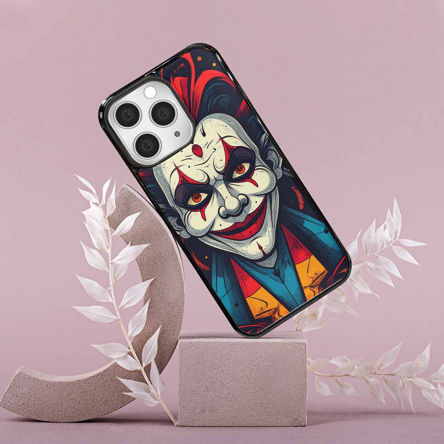 iPhone 15 Pro Max Case — Evil Circus Heads Faces Overlapping Patterns, Personalized Phone Case