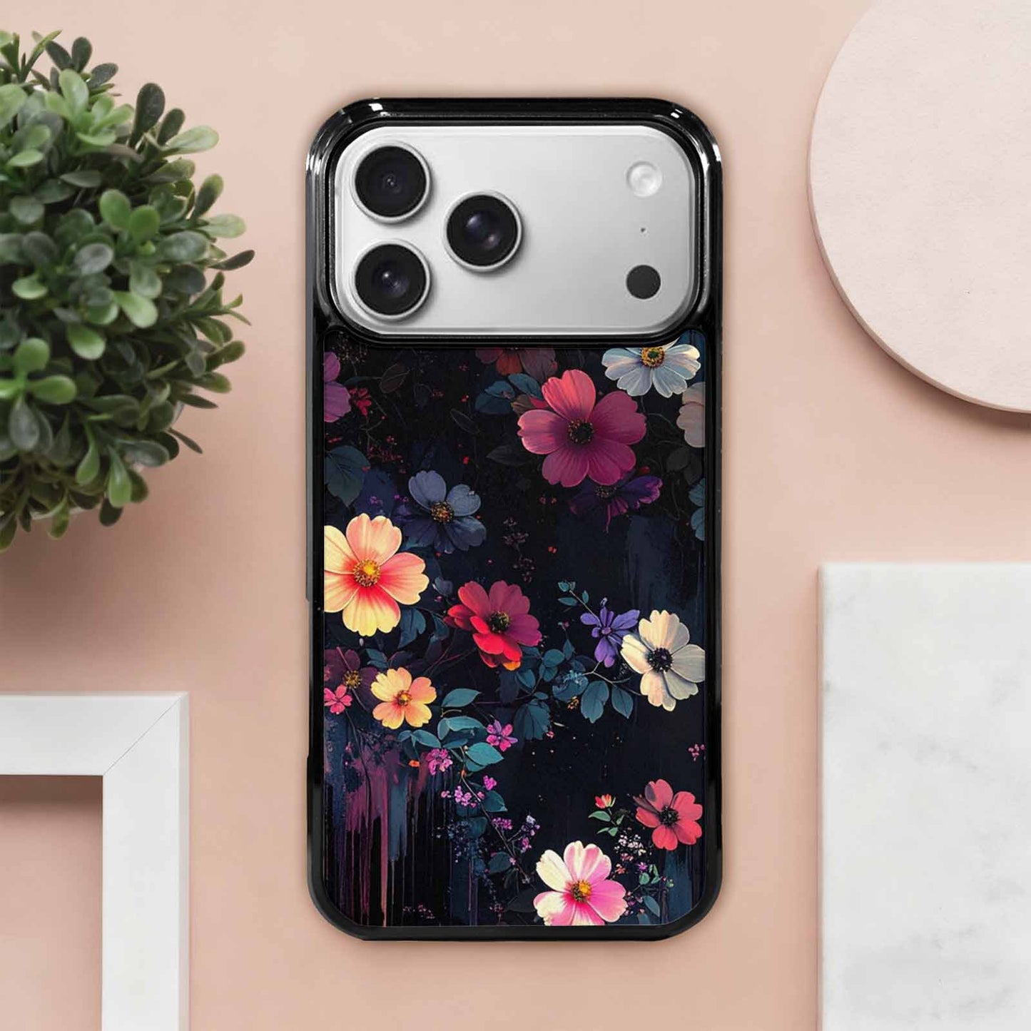 iPhone 17 Pro Max Case — Shadowy Glitch Floral Pattern Floral, Custom Made Phone Cover
