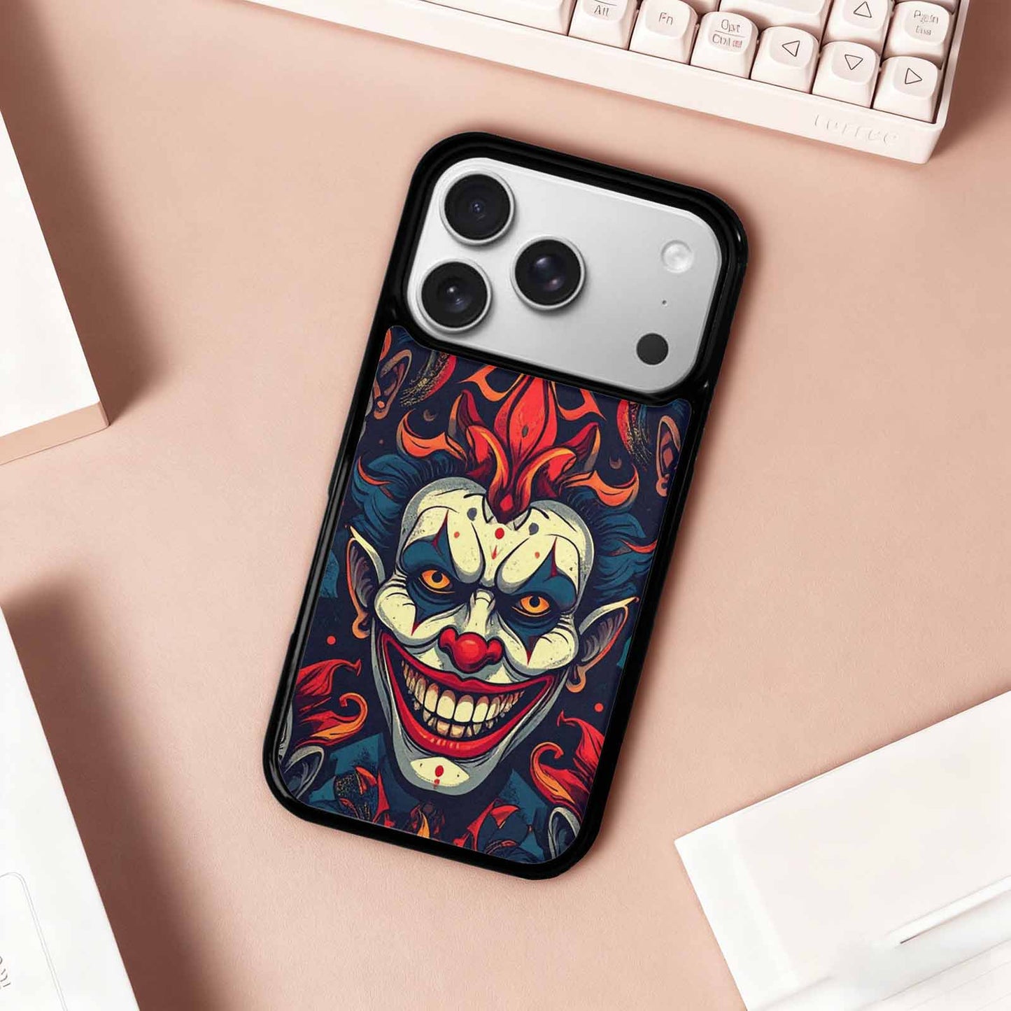 iPhone 17 Pro Case — Evil Circus Heads Faces Overlapping Cartoon, Custom Art Phone Cover