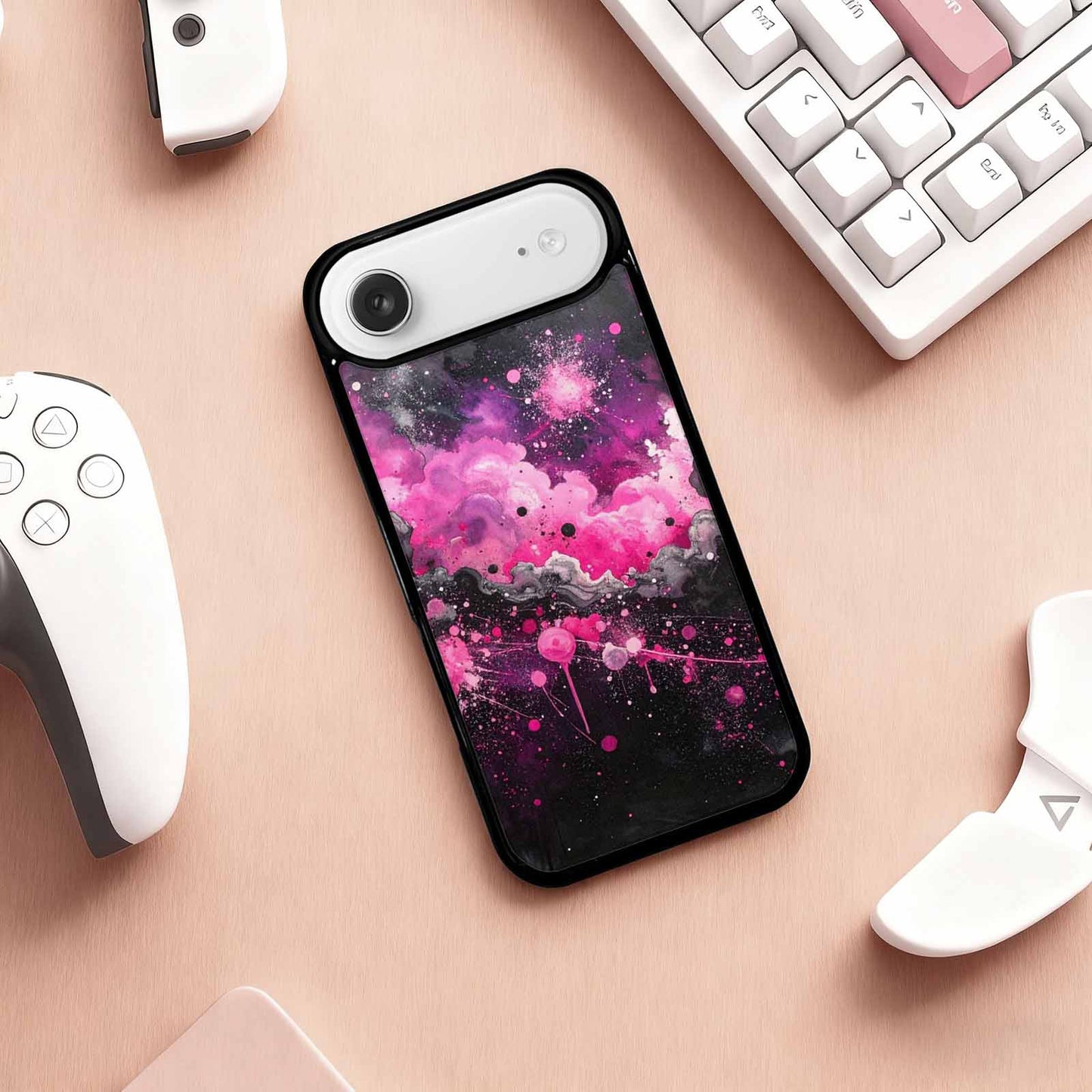 iPhone 17 Air Case — Galaxy Nebula Black Pink Ink Galaxy, Custom Print Case Cover