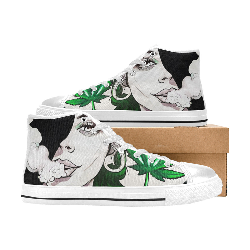 WOMEN'S Comic Book Art Woman High Top Canvas Aesthetic Sneakers