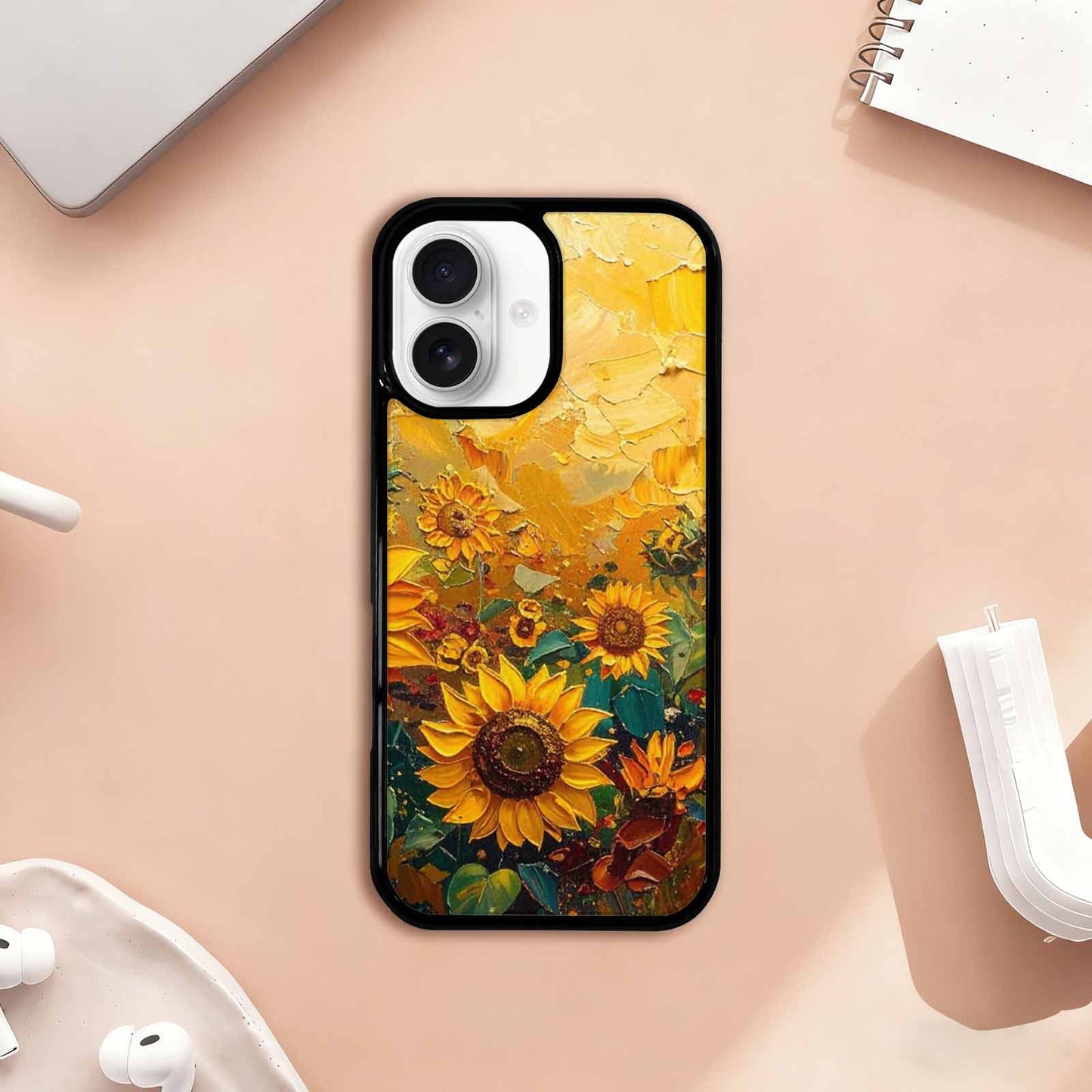 iPhone 17 Case — Impressionist Sunflower Brushstroke Pattern Floral, Unique Phone Case Design
