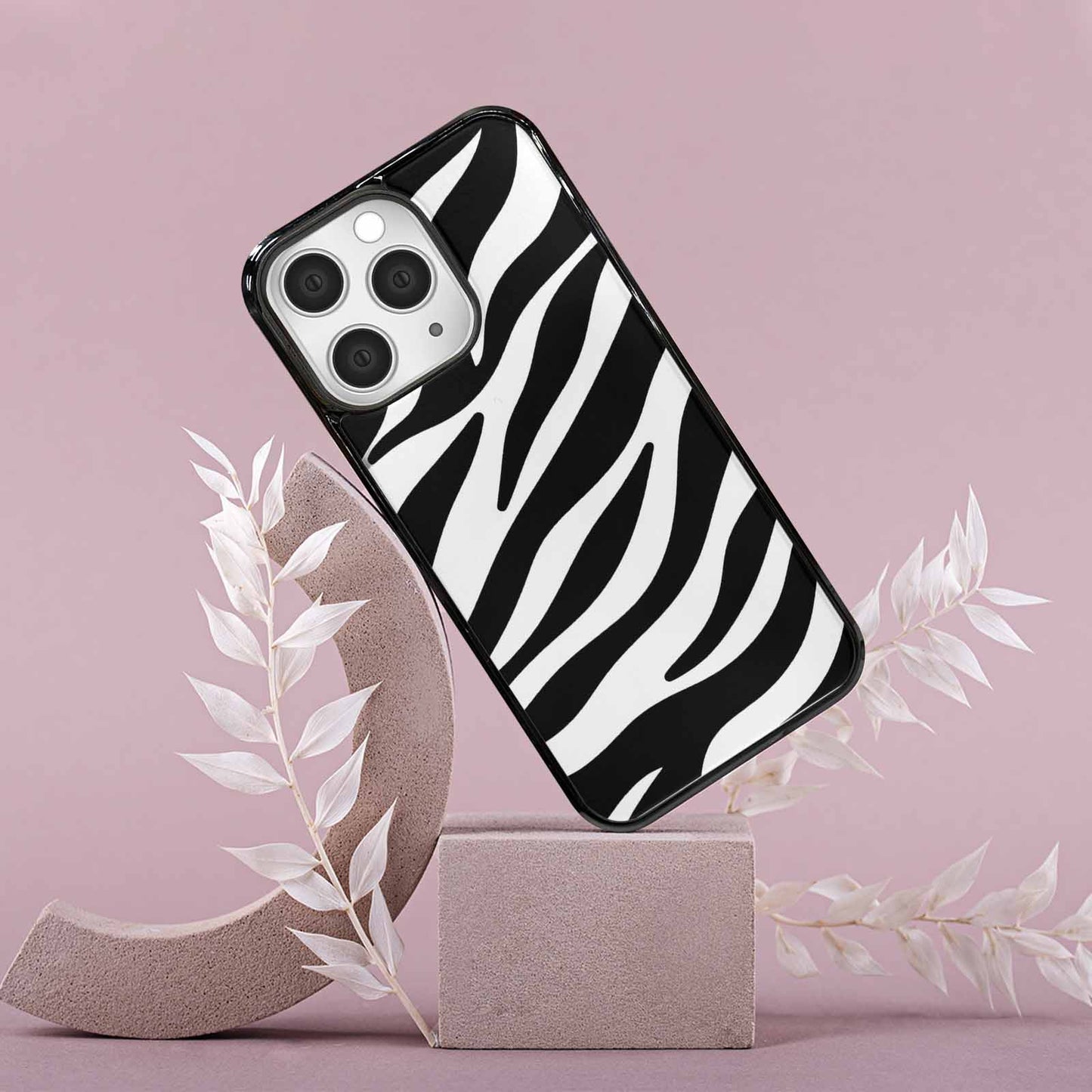 iPhone 15 Pro Max Case — Zebra Print Black White Custom, Custom Designed Case Cover