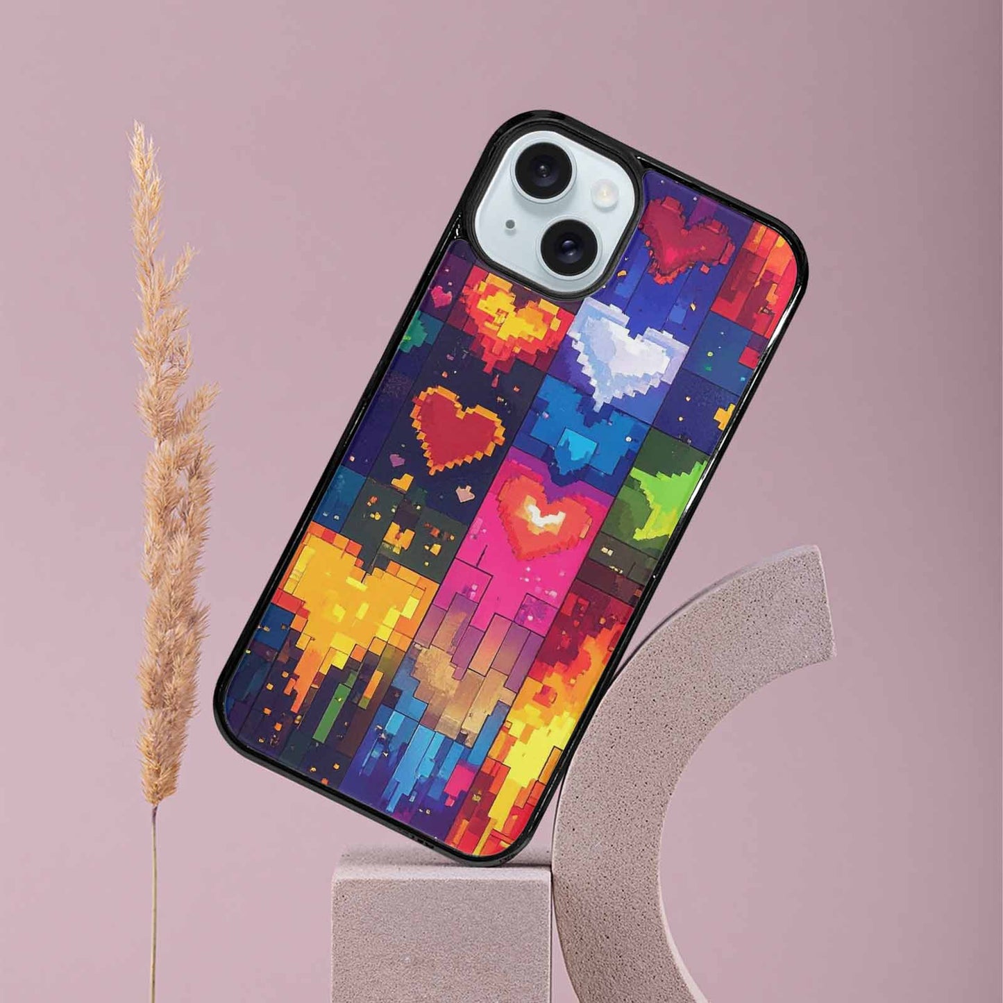 iPhone 15 Plus Case — Pixel Art 8 Bit Burst Pattern, Custom Designed Case Cover