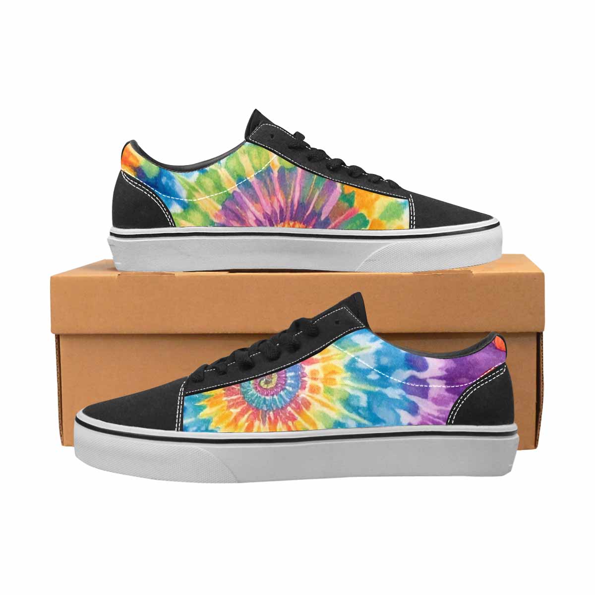 WOMEN'S Mushrooms Tie Dye Lace-Up Canvas Melting Art Custom Sneakers