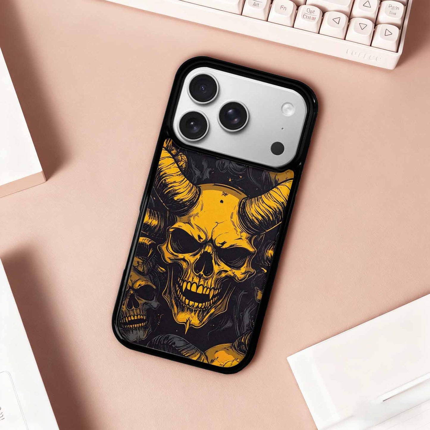 iPhone 17 Pro Case — Skull Dark Art Gothic Print Gothic, Custom Printed Phone Case