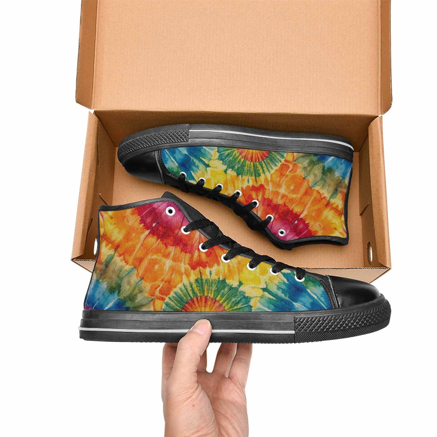 MEN'S Tie Dye Swirl High Top Canvas Wallpaper Art Custom Shoes