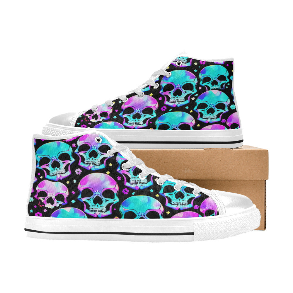 WOMEN'S Bright Skulls High Top Canvas Wallpaper Art Custom Shoes