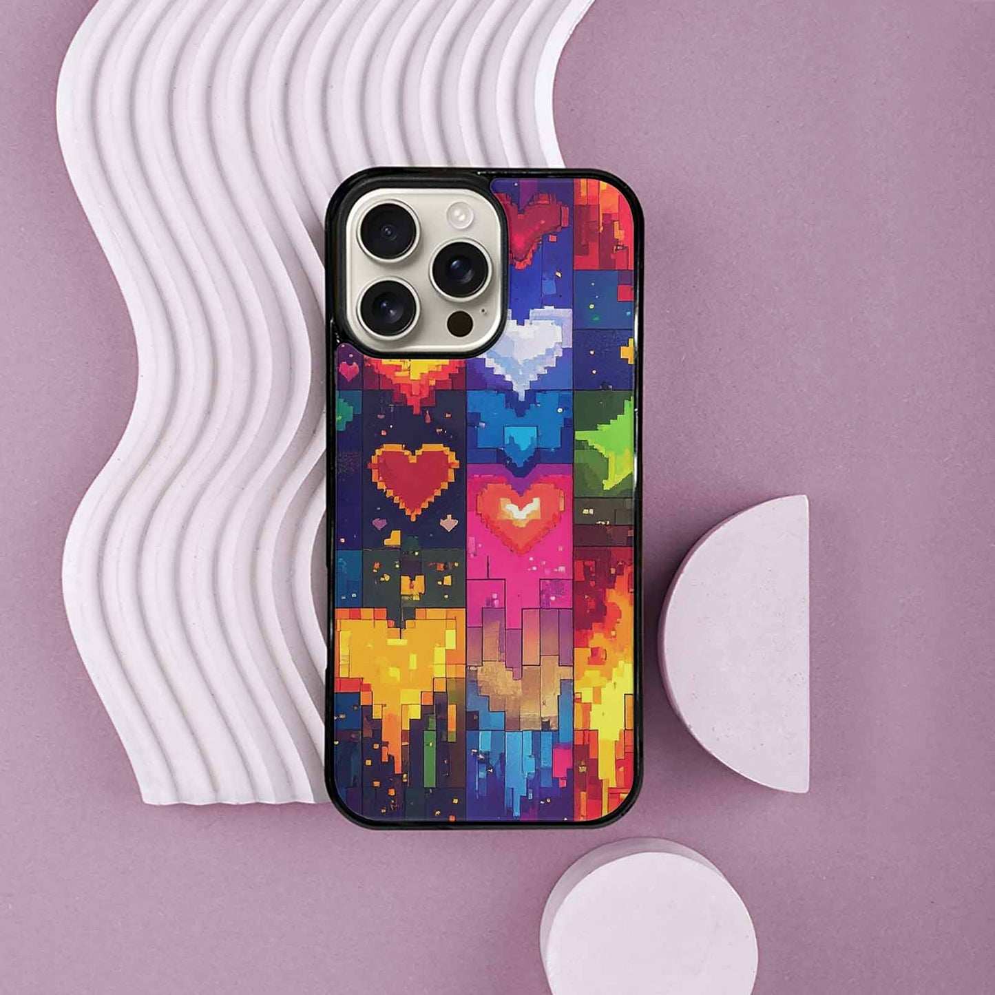 iPhone 16 Pro Max Case — Pixel Art 8 Bit Burst Pattern, Custom Phone Case