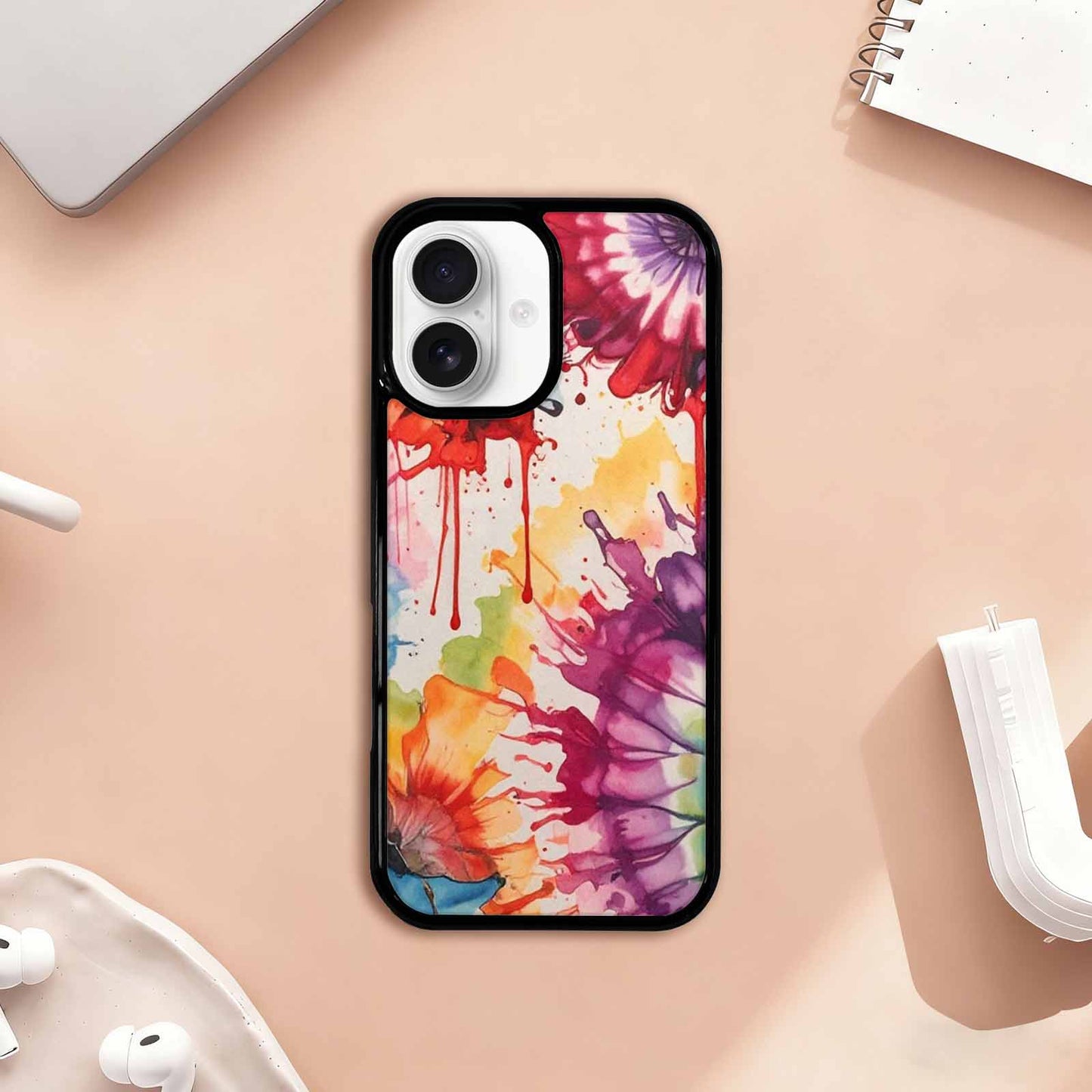 iPhone 17 Case — Tie Dye Swirls Black Tie Dye, Personalized Phone Case