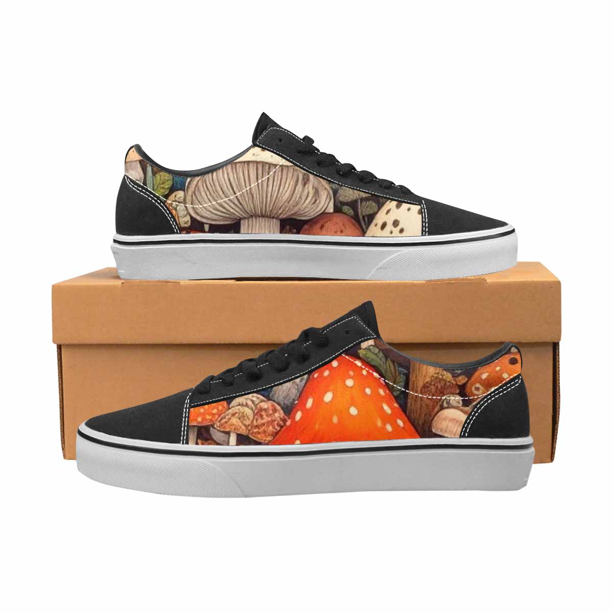 WOMEN'S Mushrooms Lace-Up Canvas Kaleidoscope Custom Sneakers