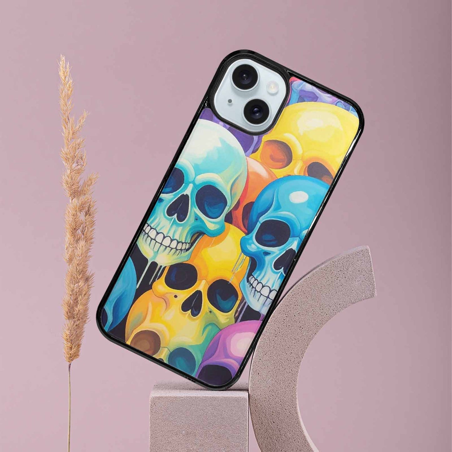 iPhone 15 Plus Case — Dripping Candy Skulls, Custom Designed Case Cover