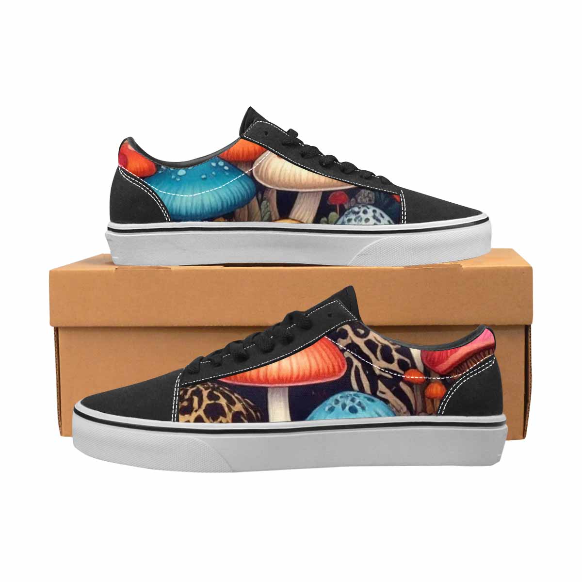 WOMEN'S Mushrooms Lace-Up Canvas Wallpaper Art Custom Sneakers