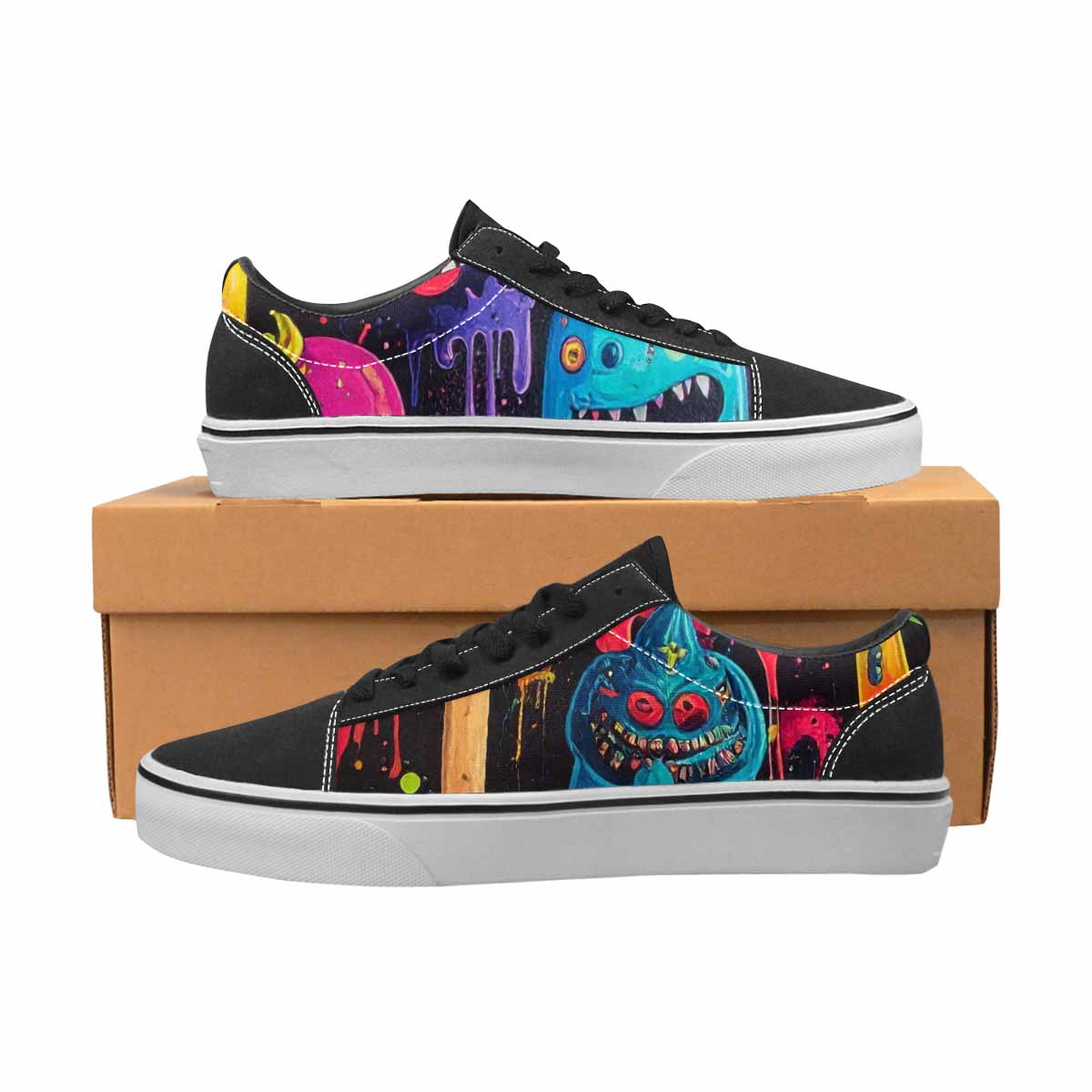 WOMEN'S Ice Cream Monsters Lace-Up Canvas Dark Academia Sneakers