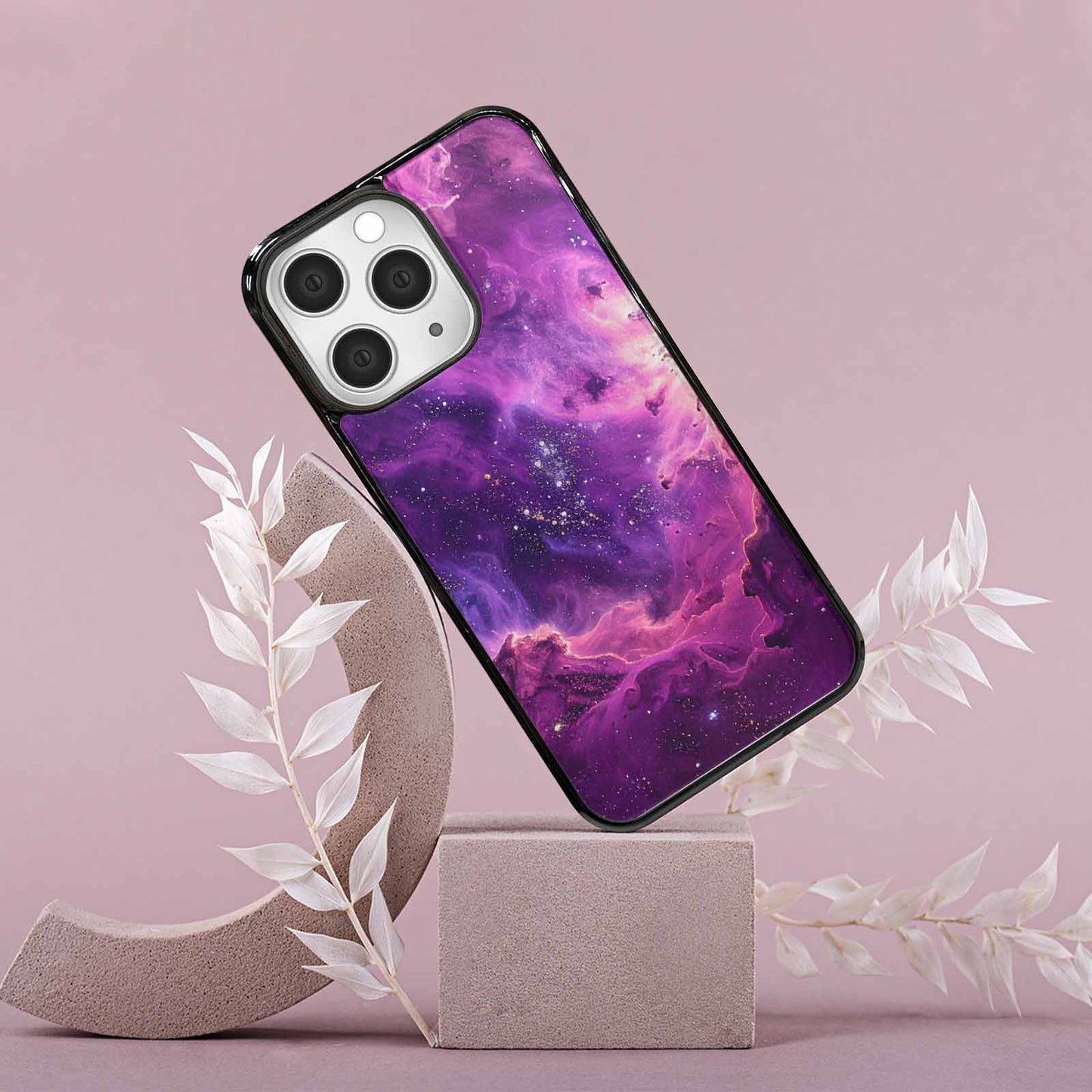 iPhone 15 Pro Max Case — Purple Color Tones Nebula Texture With, Personalized Phone Case