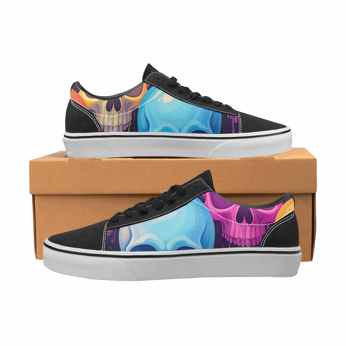 MEN'S Dripping Candy Skulls Canvas Lace-Up Vibrant Chaos Custom Shoes